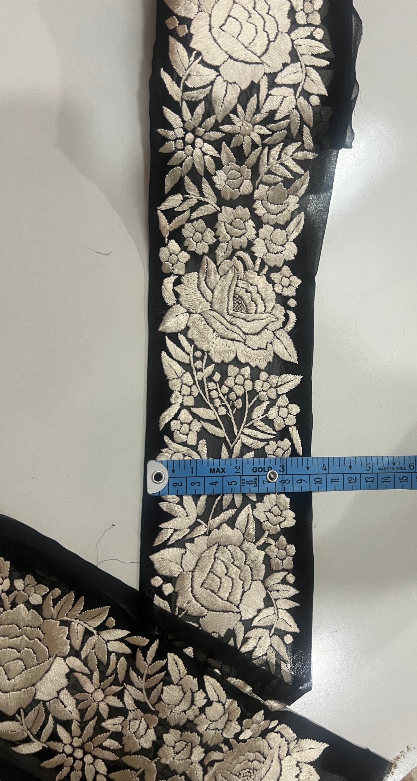 Black hand embroidered parsi gara border