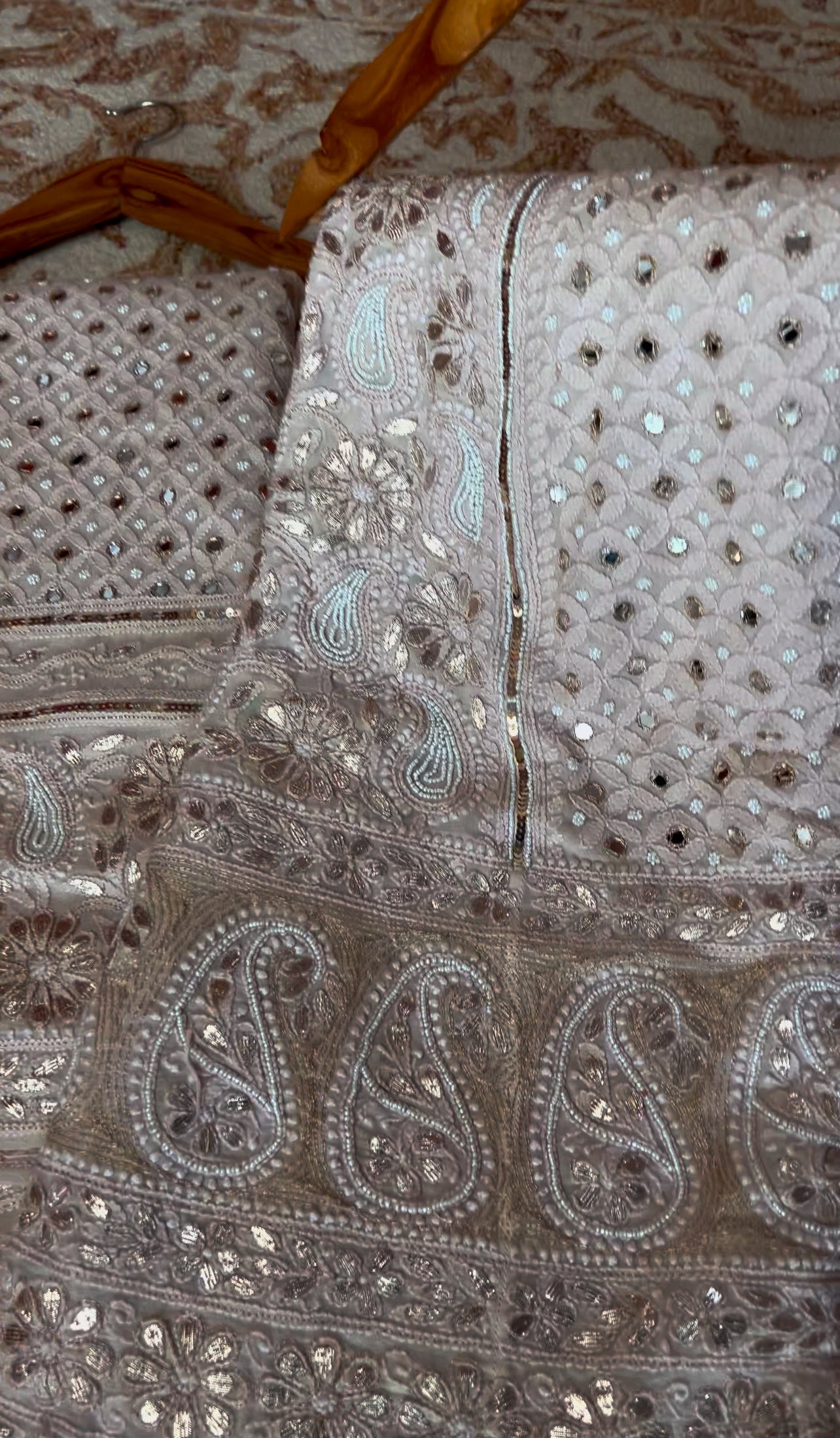 Nude Beige Ruhani chikankari mirror pearl and sequins wedding lehenga