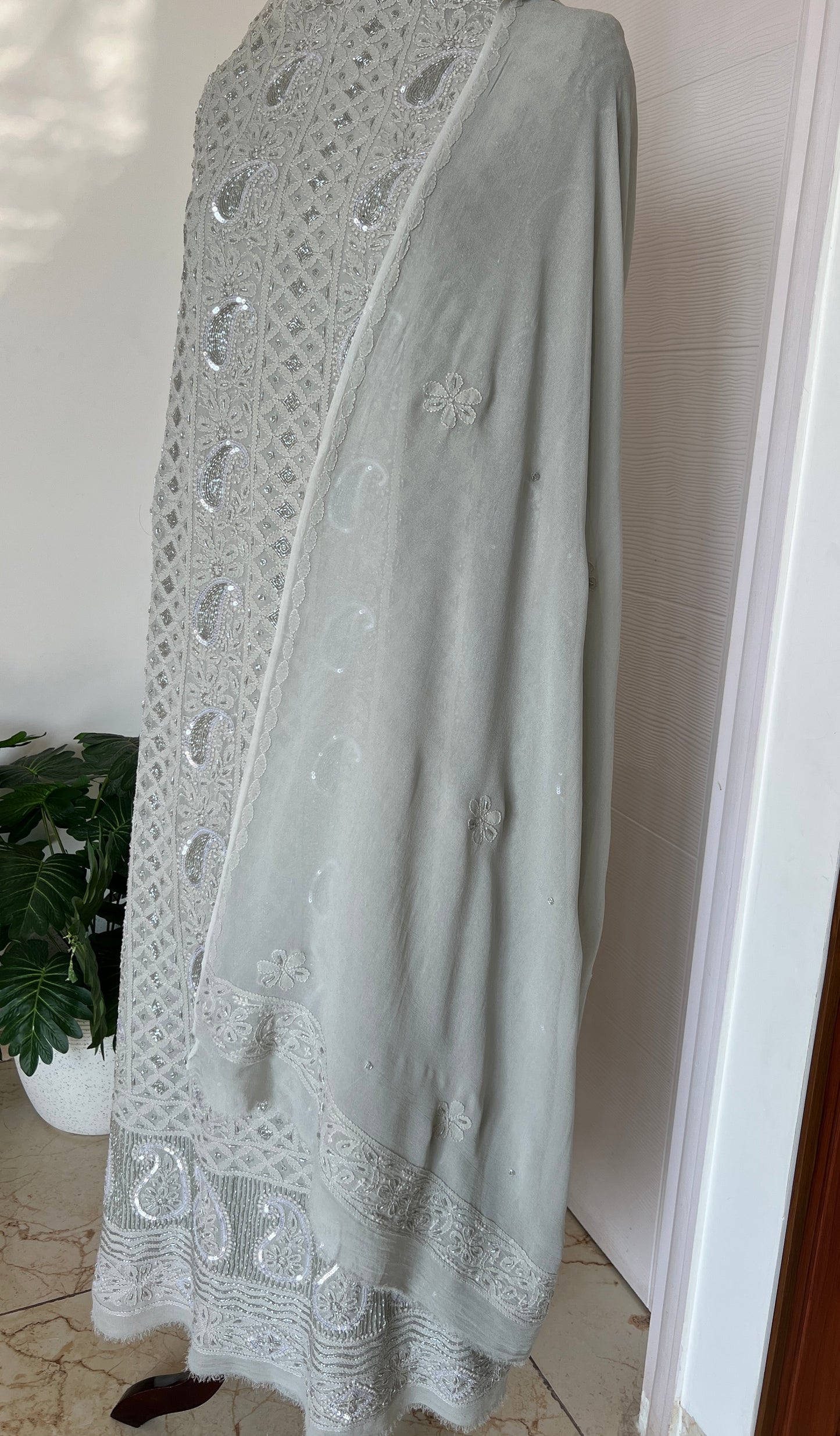 Chikankari cut dana sequins work kurta and dupatta