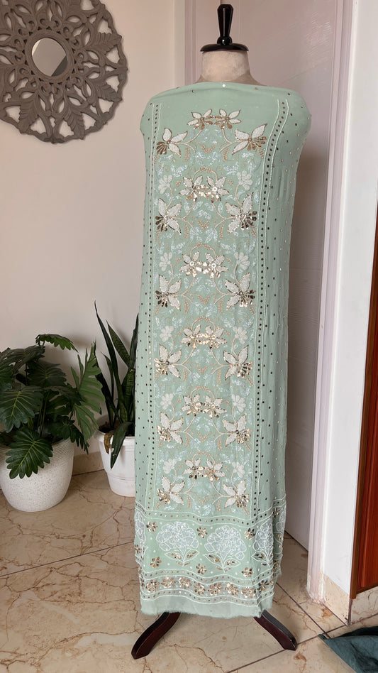 Mint green Ruhani Mukaish and Cut dana Embroidered Kurta & Dupatta Set