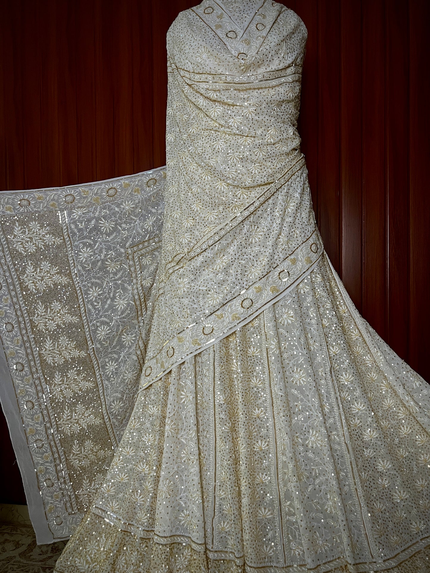 Suhaan Do Taar Chikankari embellished Wedding Lehenga