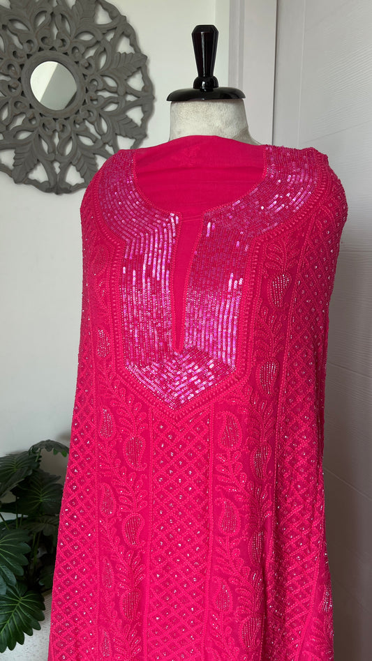 Chikankari cut dana sequins work kurta and dupatta
