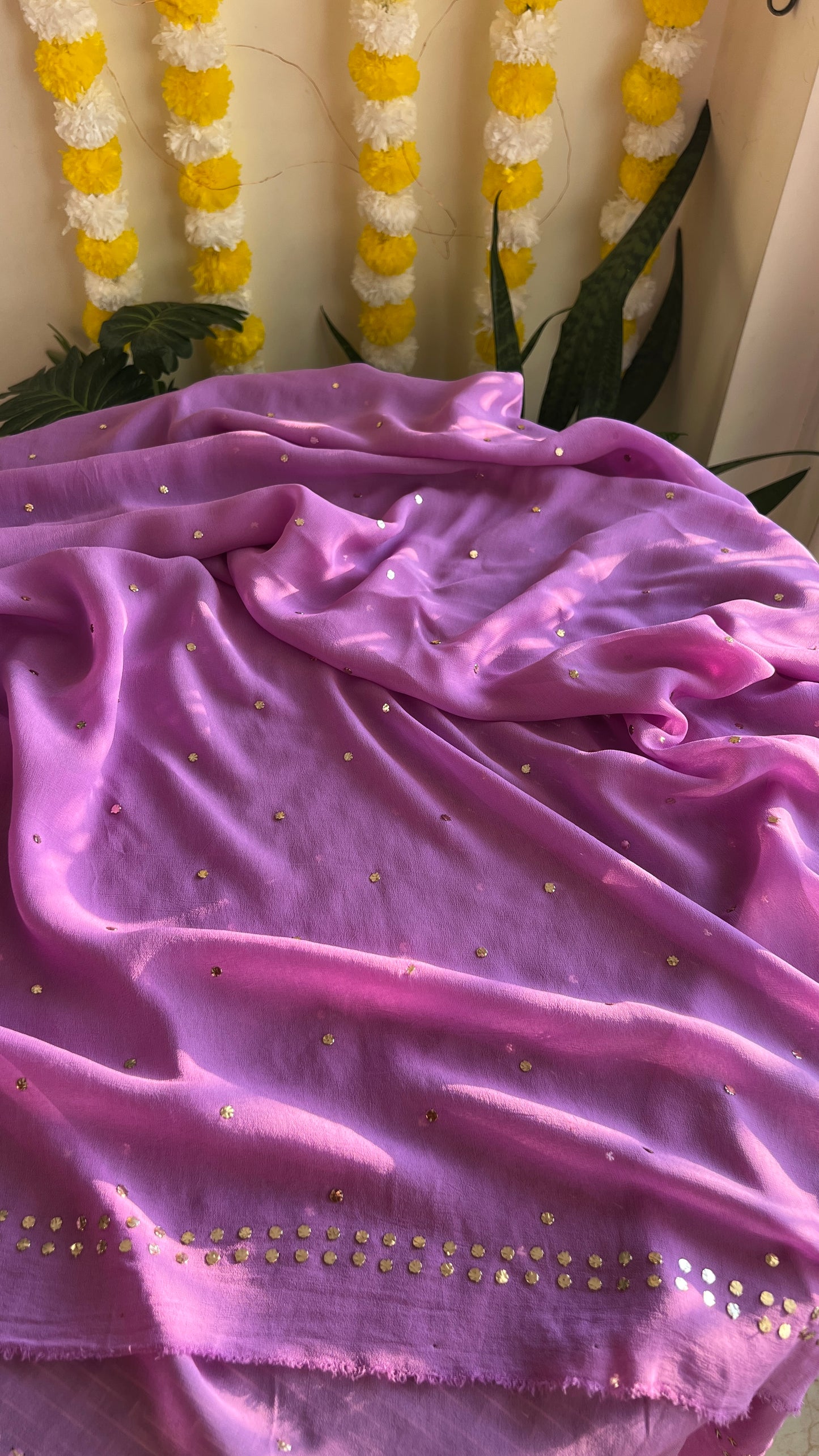 Lavender mukaish and Cut Dana Kurta and Dupatta