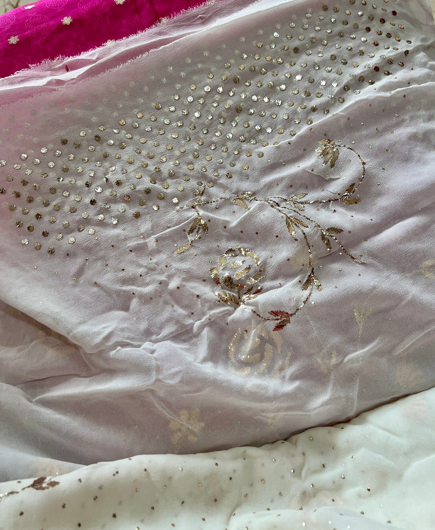 Ruhani Ivory badla and mukaish work saree