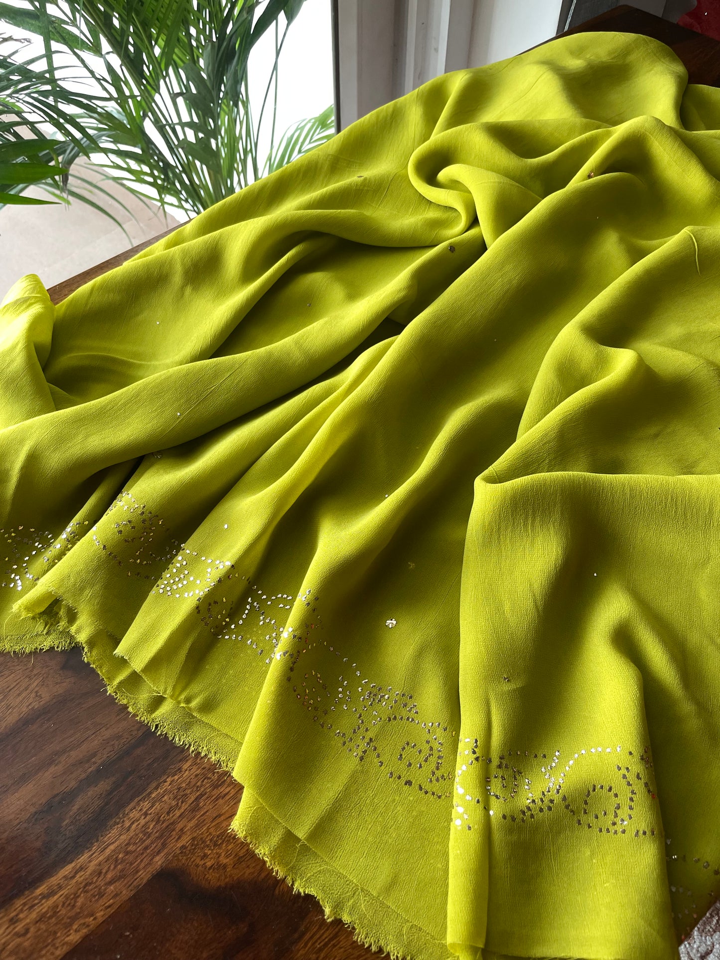 Mehndi green badla and mukaish work Kurta and Dupatta