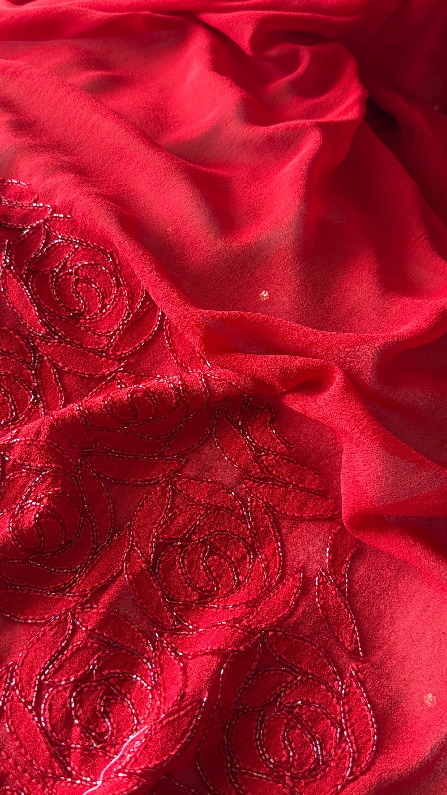 Surkh Laal Masterpiece Chikankari Cut Dana Sequins Saree