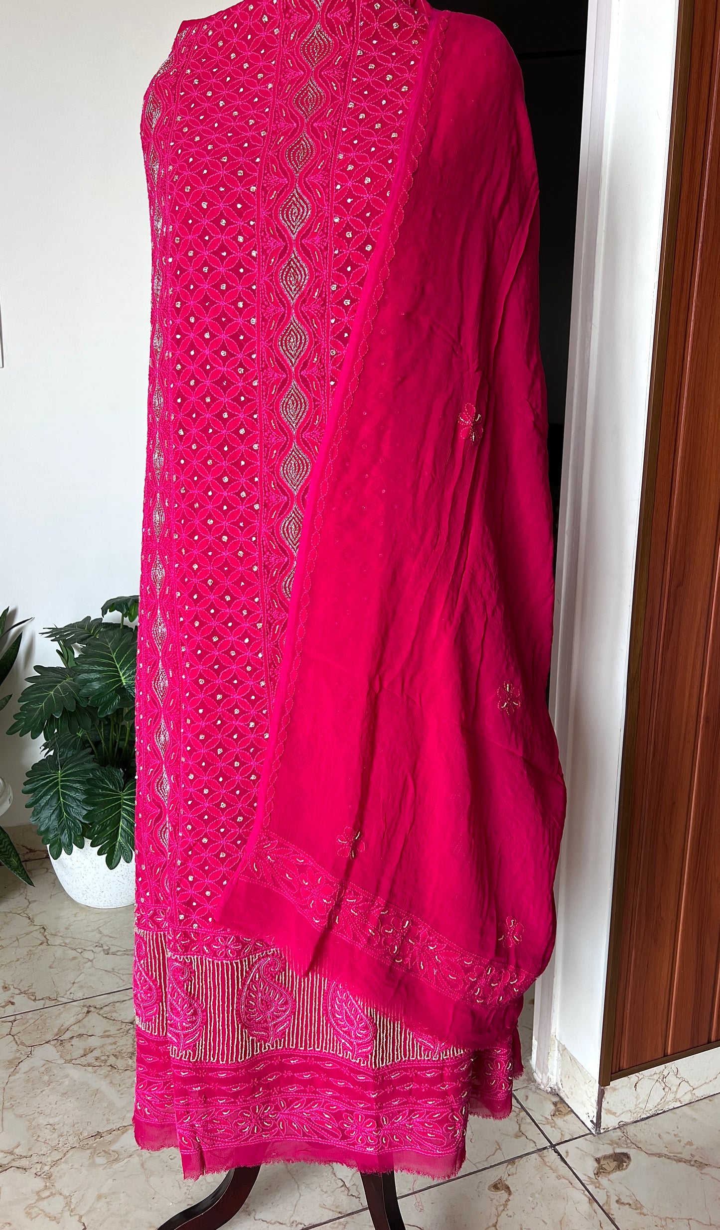 Chikankari golden Cut Dana and aari work Kurta and Dupatta