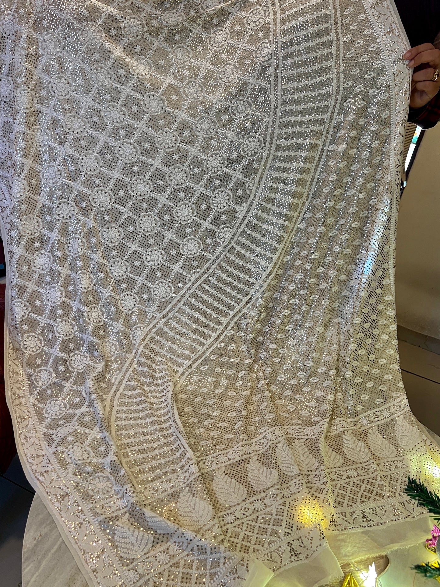 Suhaan Chikankari and Heavy Mukaish wedding Dupatta