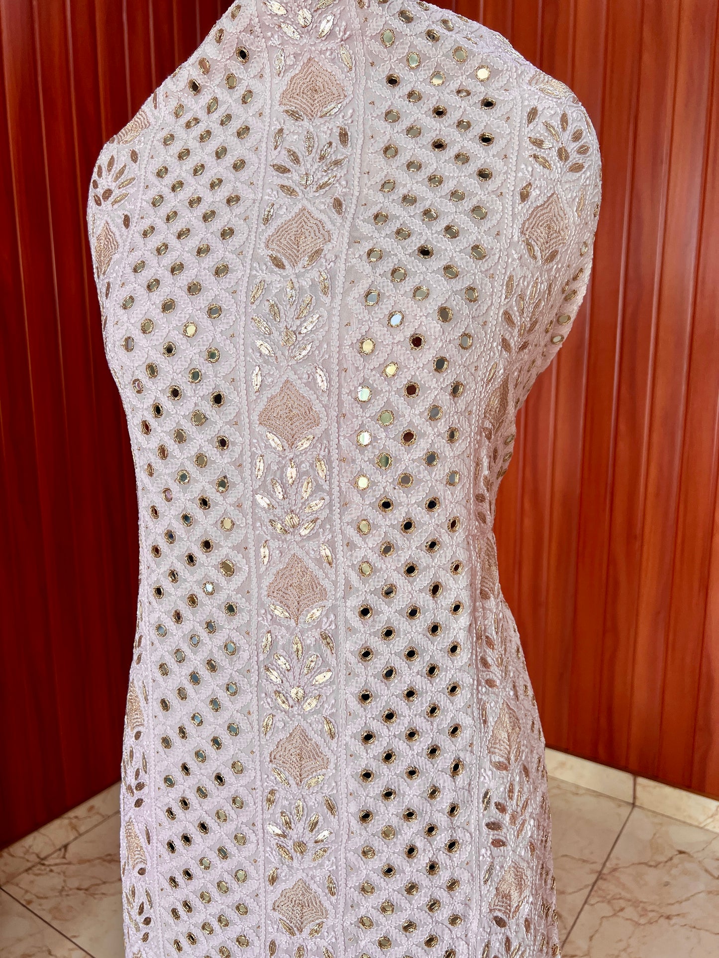 Chikankari mirror and gota patti kurta and Dupatta