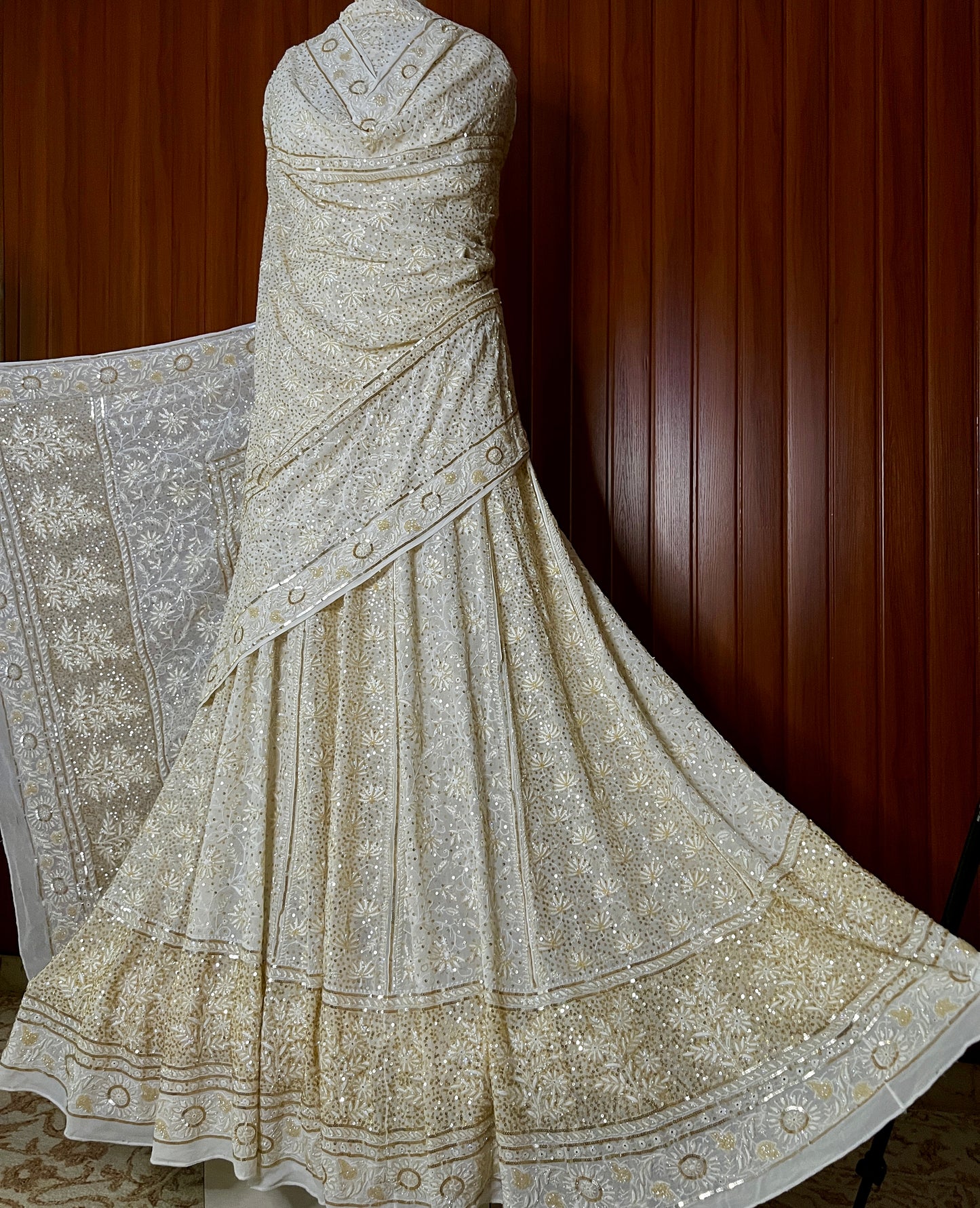 Suhaan Do Taar Chikankari embellished Wedding Lehenga