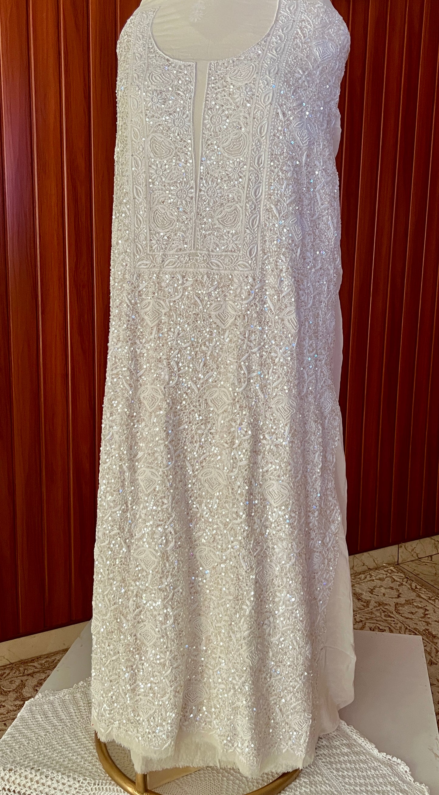 Suhaan Cream Chikankari pearl sequins work kurta and dupatta