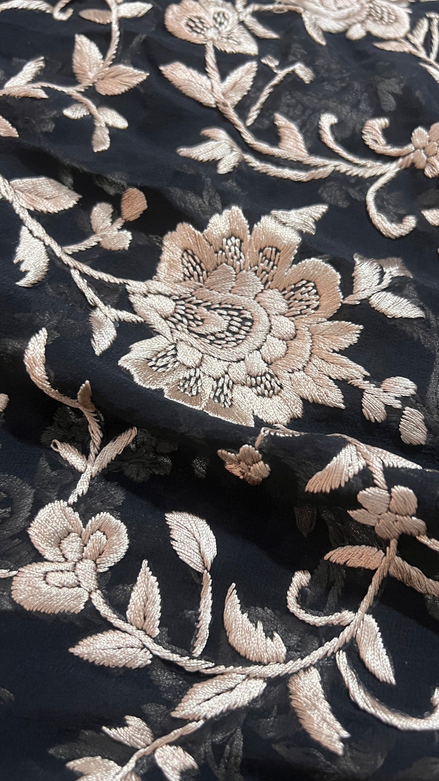 Black Masterpiece Parsi Gara Pure Georgette Saree