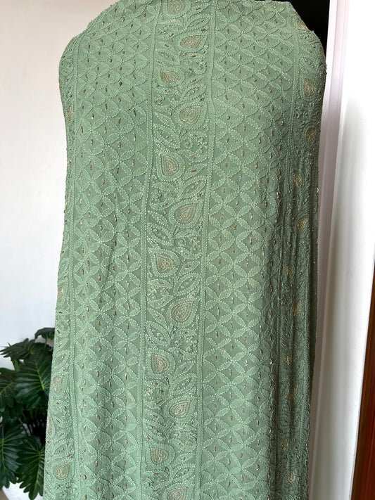 Chikankari golden Cut Dana and aari work Kurta and Dupatta
