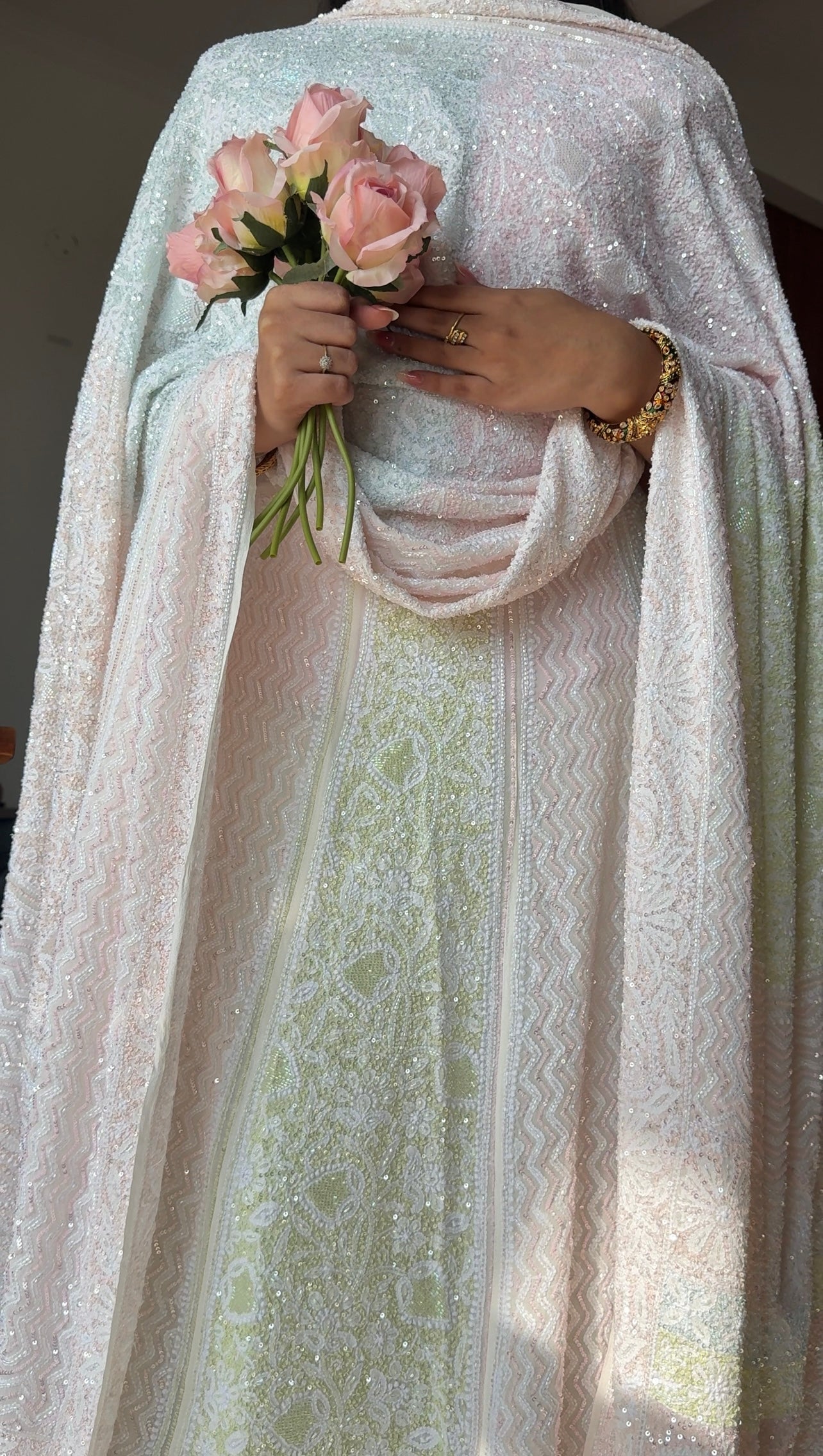 Suhaan Masterpiece Chikankari Lehenga with Multi Hued Cut Dana and sequins Work