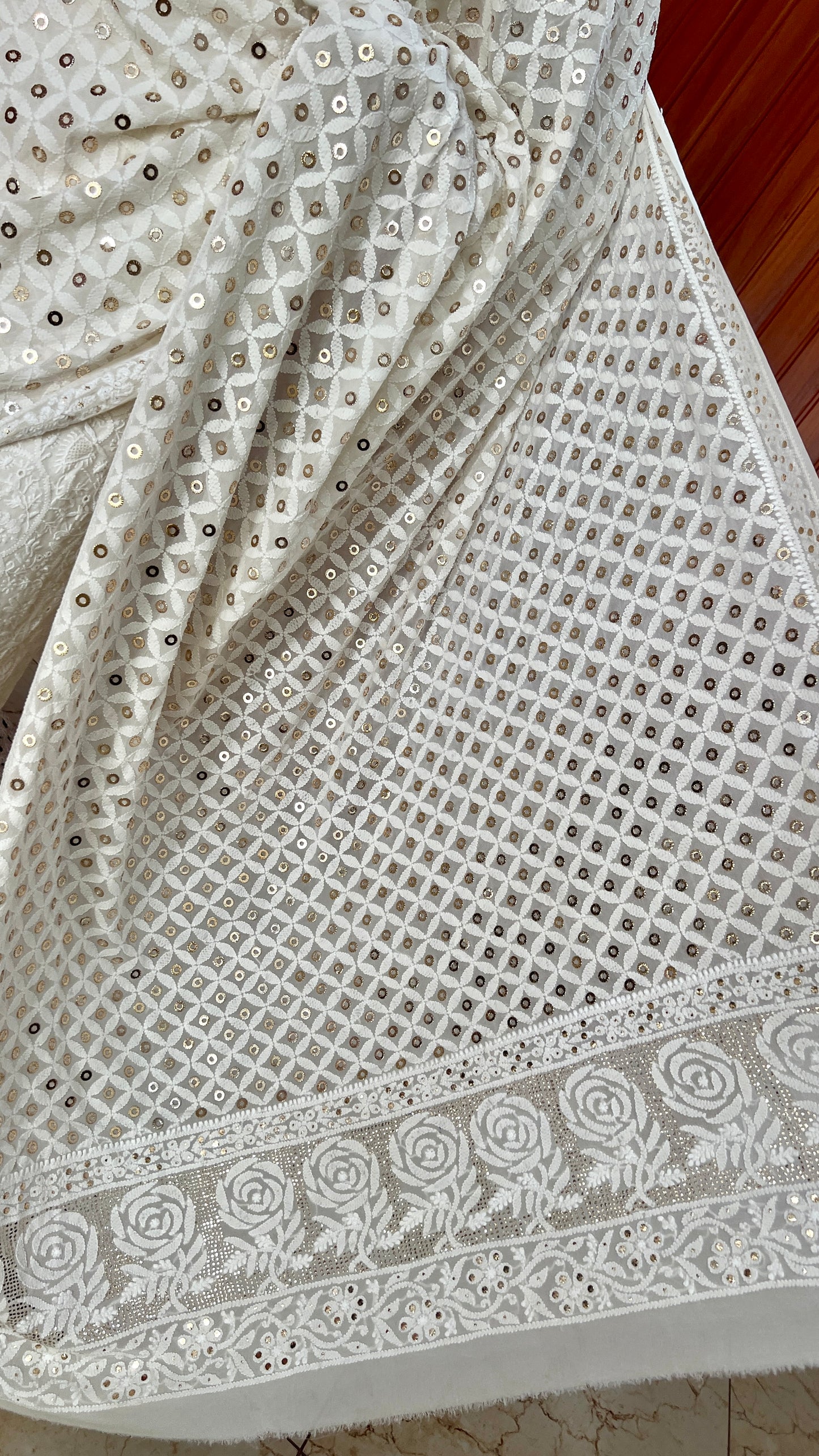 Ruhani Chikankari and Ring Mukaish Dupatta