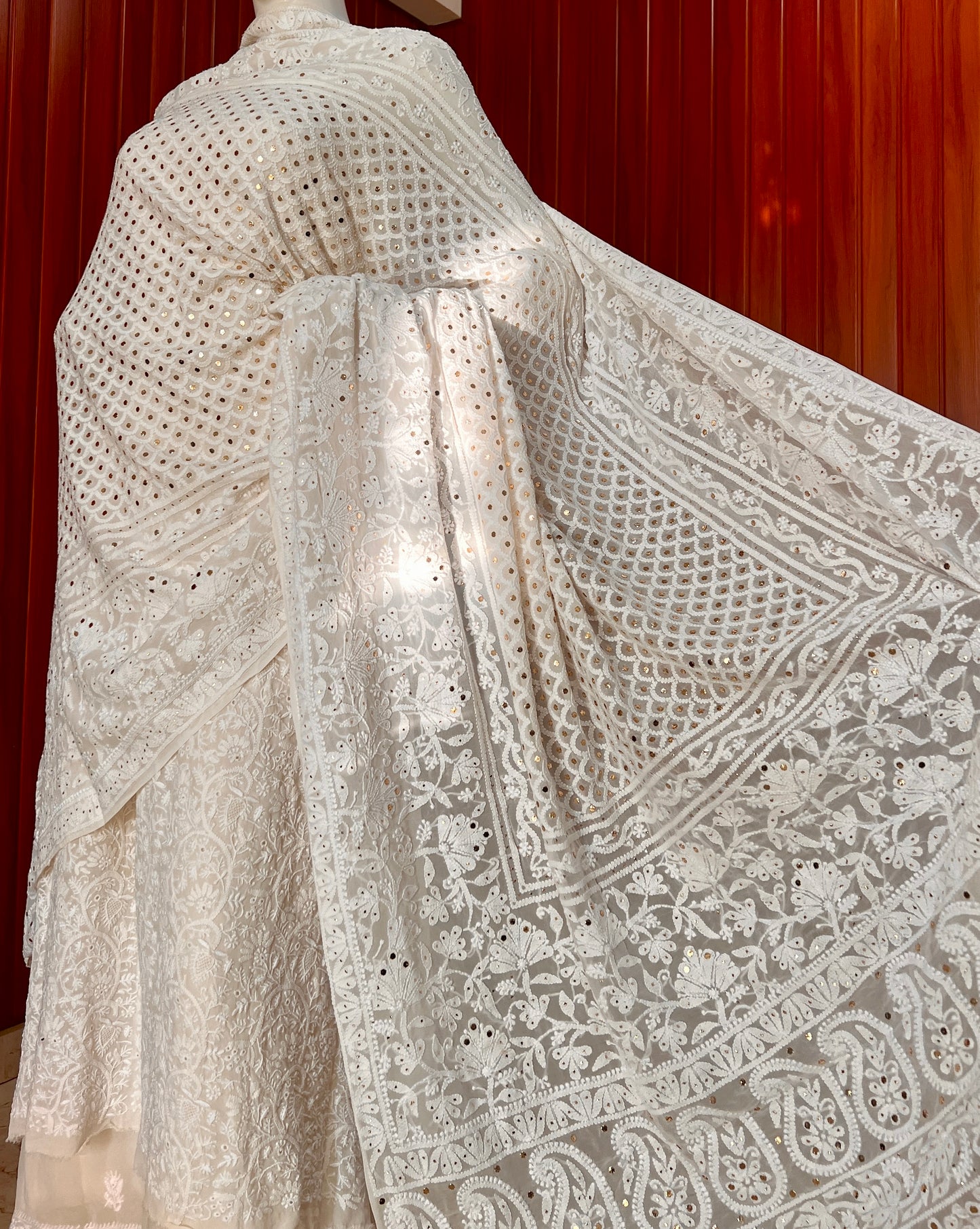 Ruhani Chikankari and Mukaish Dupatta