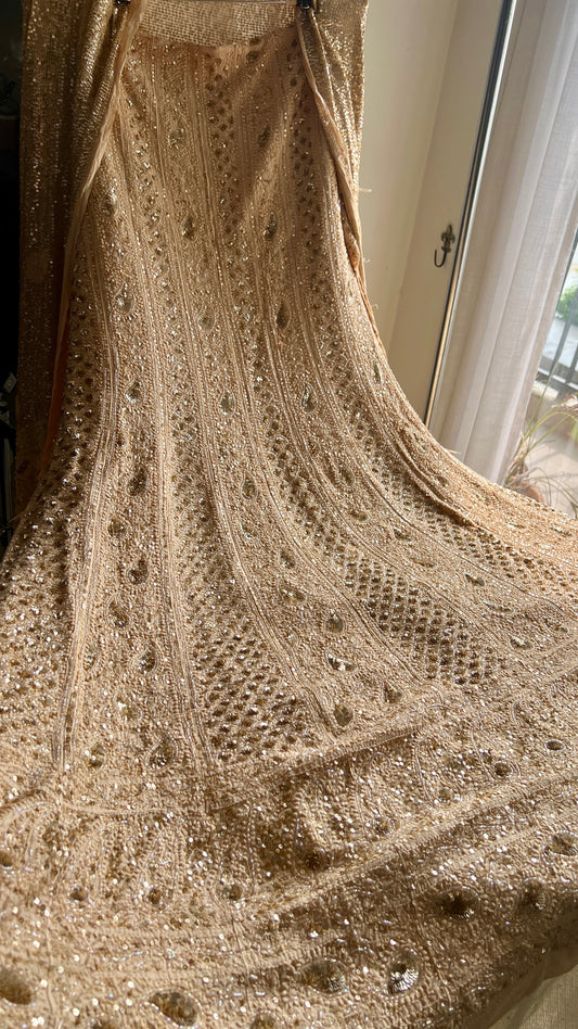 Golden Beige Luxurious Wedding Anarkali