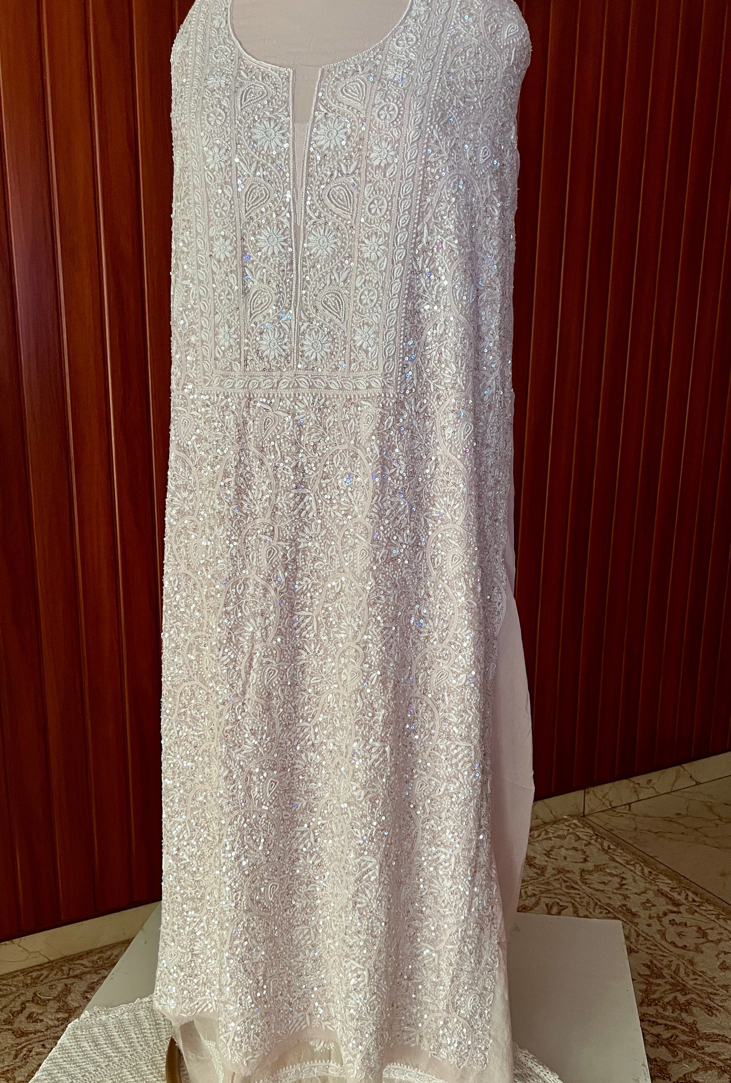 Suhaan Powder pink Chikankari pearl sequins work kurta and dupatta