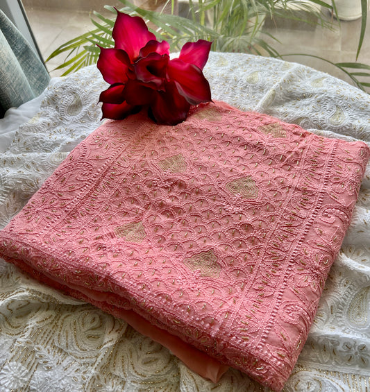 Chikankari golden Cut Dana and aari work Kurta and Dupatta