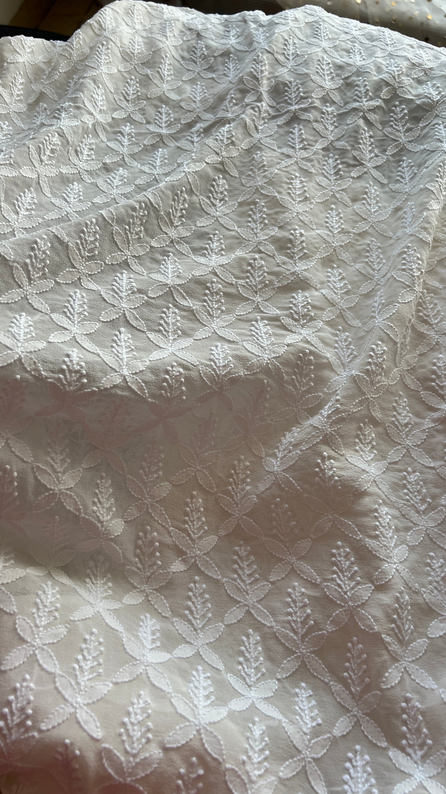 Ivory Allover Chikankari Men's Kurta Fabric