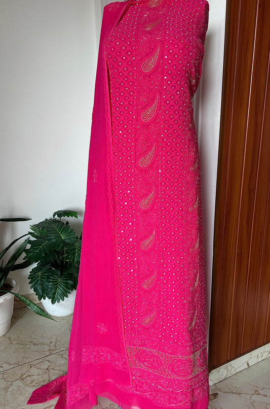 Chikankari golden Cut Dana and aari work Kurta and Dupatta