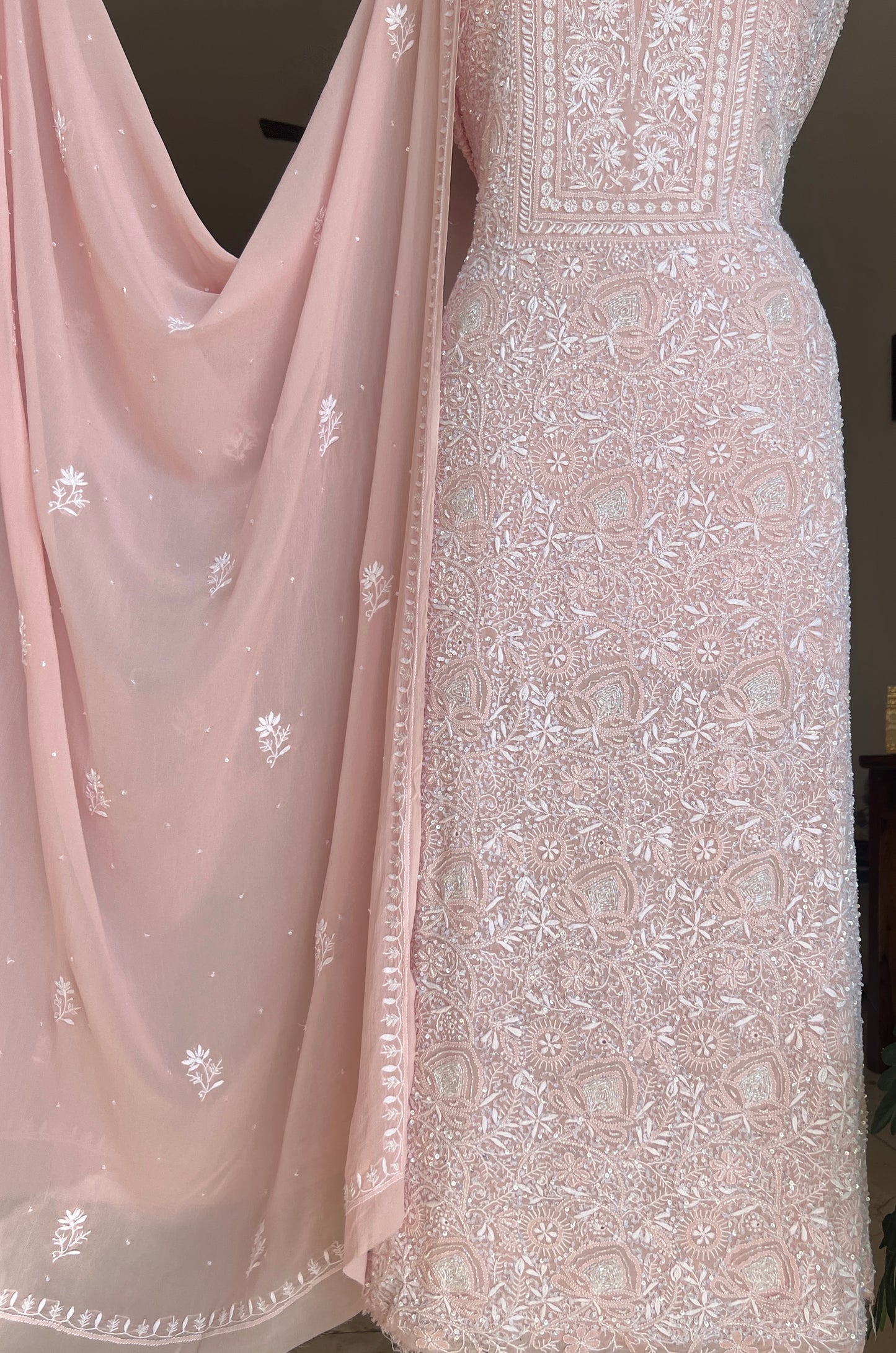 Suhaan Chikankari pearl sequins cut Dana kurta and dupatta