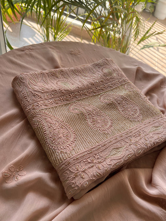 Chikankari golden Cut Dana and aari work Kurta and Dupatta