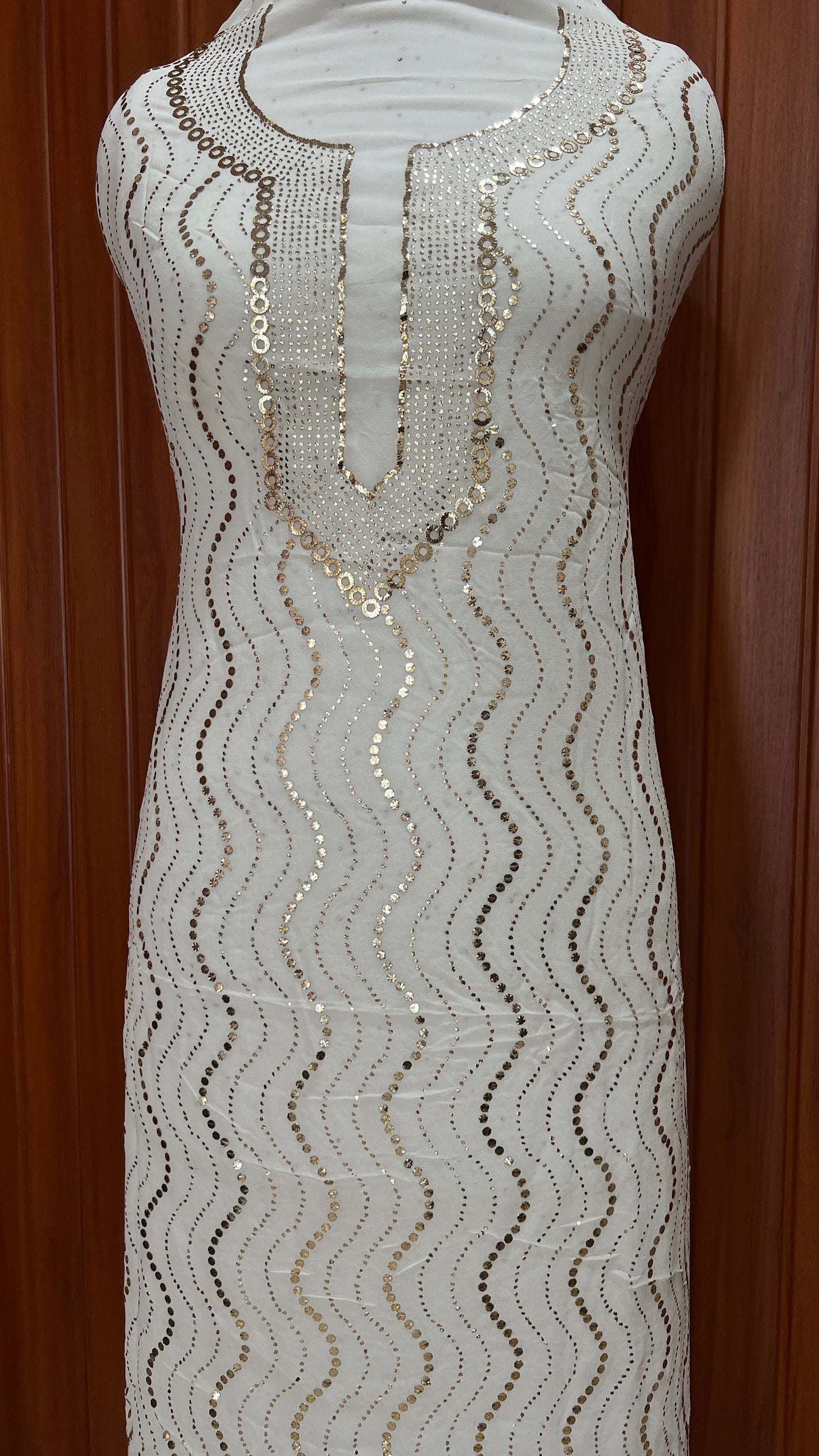 White heavy Mukaish Work Kurta and Dupatta Set