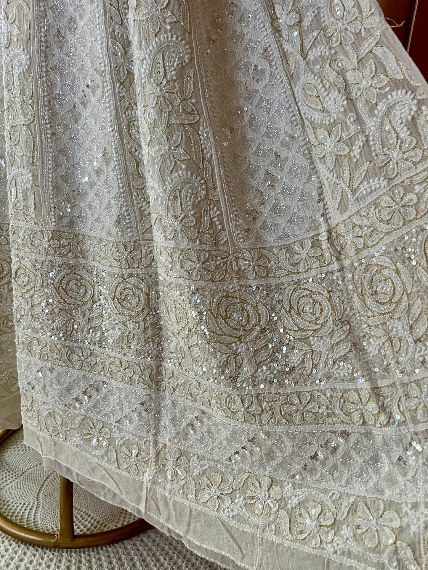 Ruhani Chikankari Cut Dana Sequins Embroidered Anarkali with Dupatta