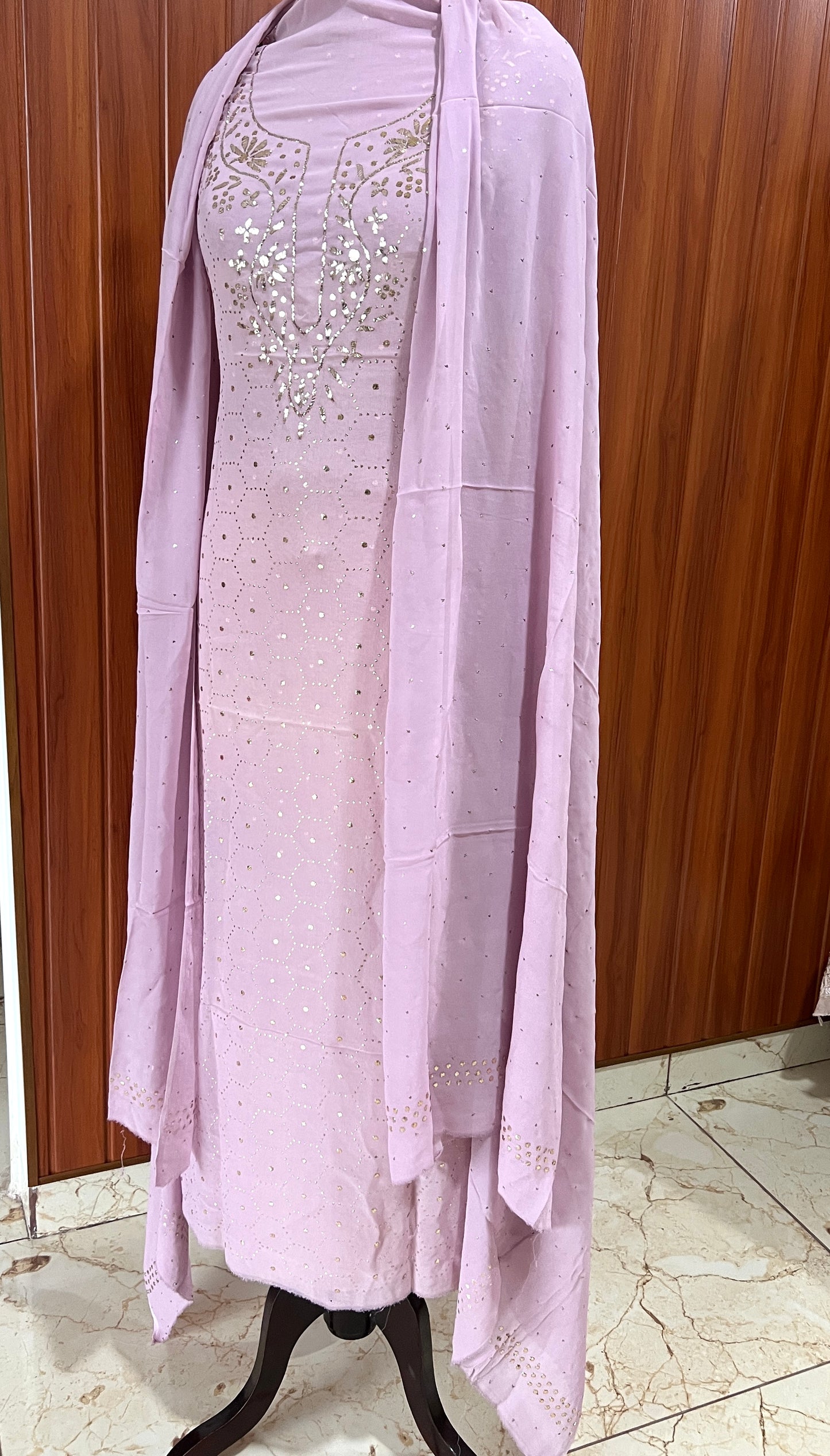 Lavender mukaish work Kurta and Dupatta