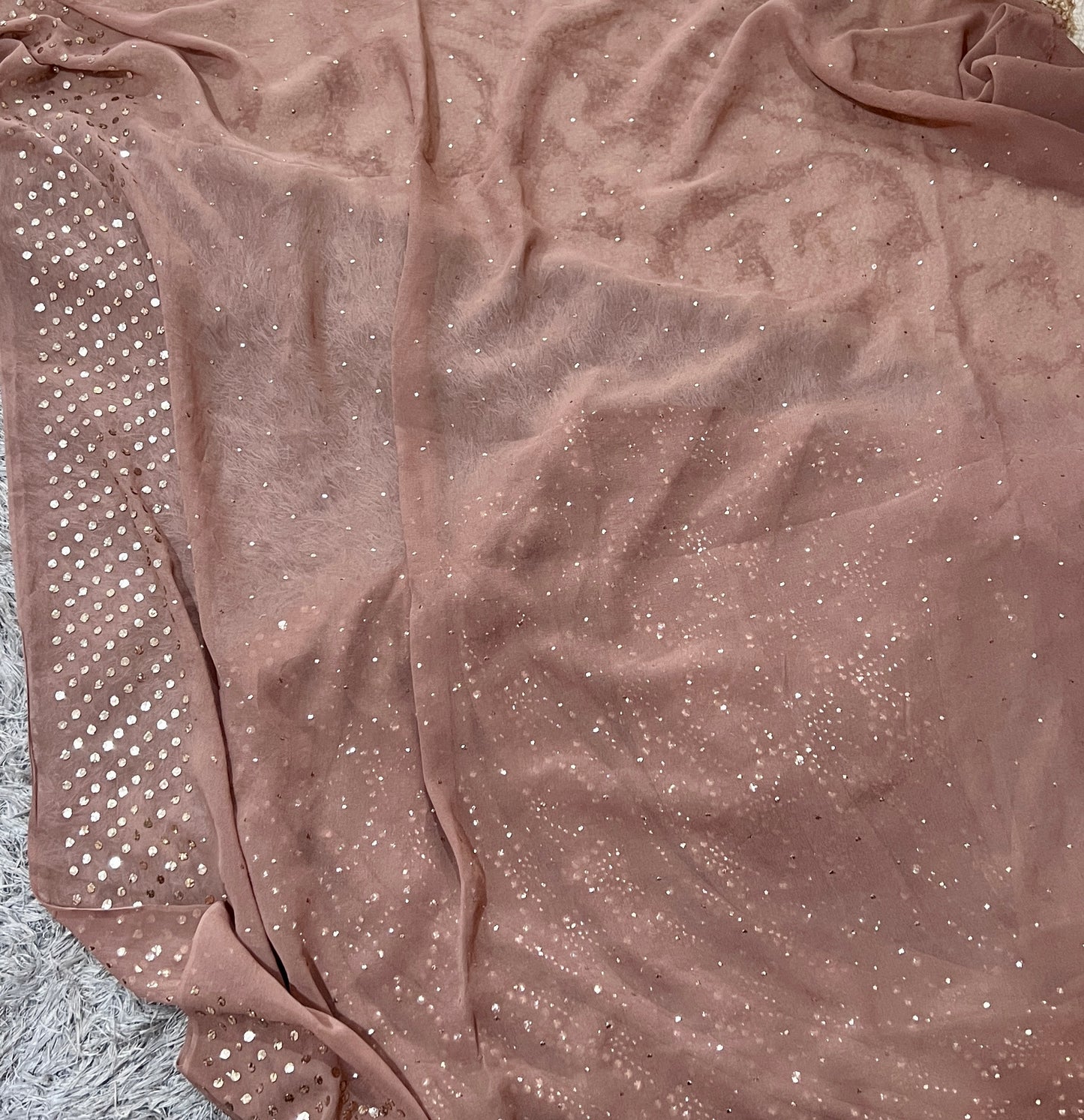 Ruhani Cocoa Brown Heavy Badla & Mukaish Pure Georgette Saree