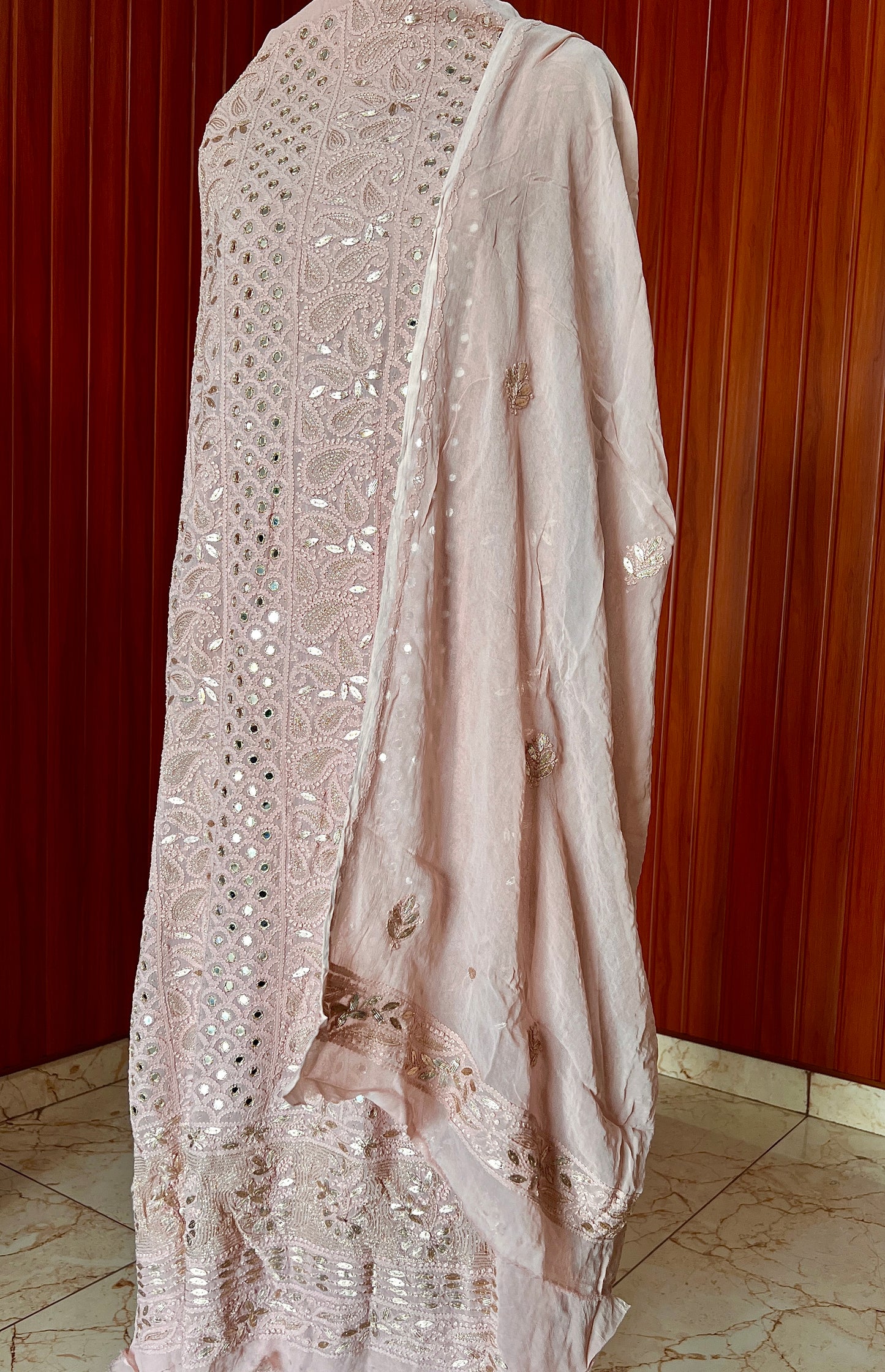 Chikankari mirror and gota patti kurta and Dupatta