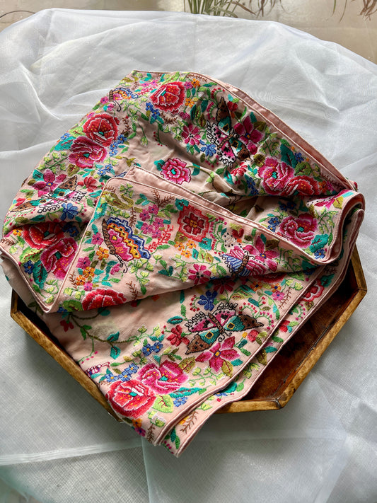 Dusty pink Masterpiece Petit Point Hand Embroidered Dupatta