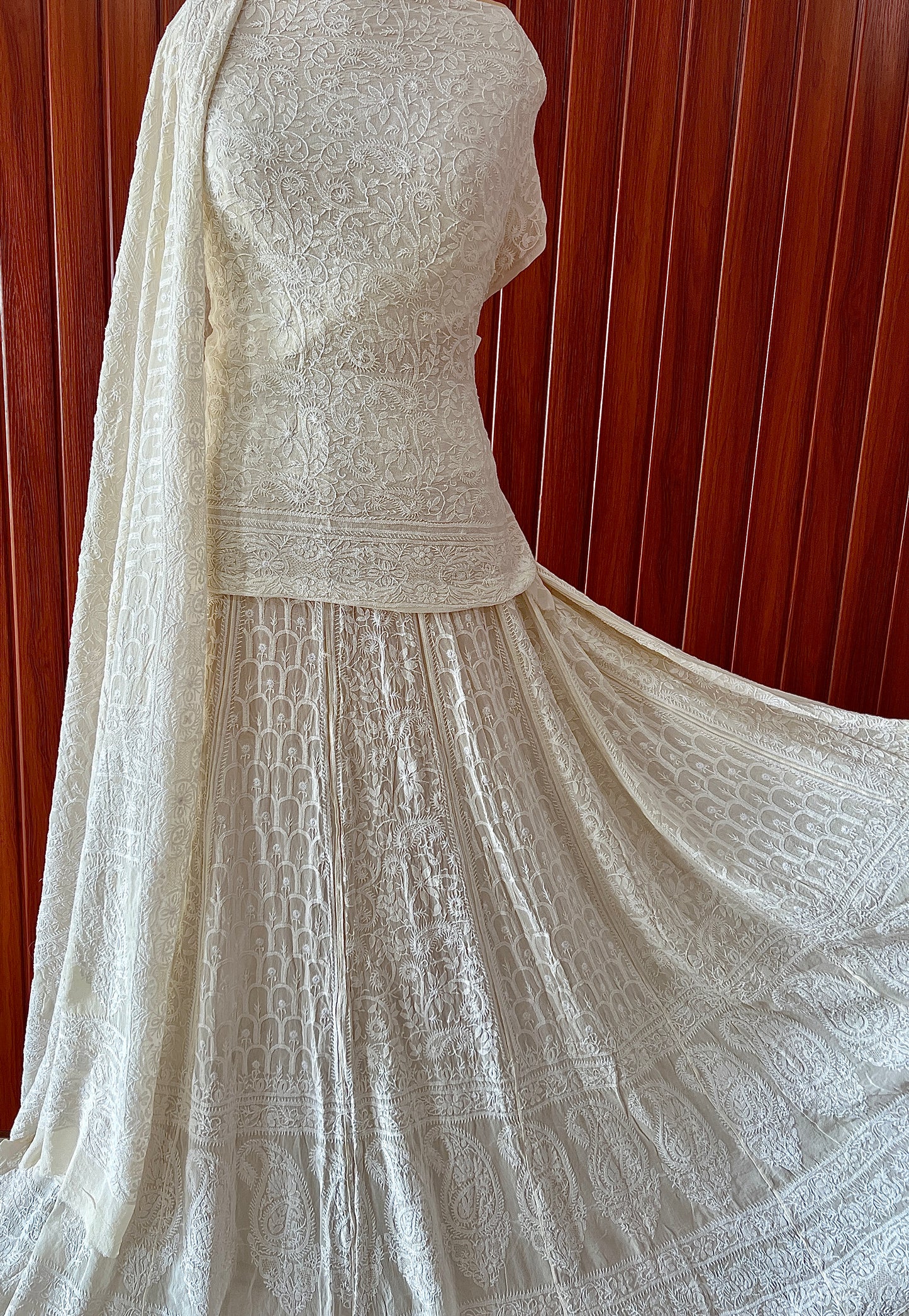Suhaan 3 Taar fine Chikankari Lehenga