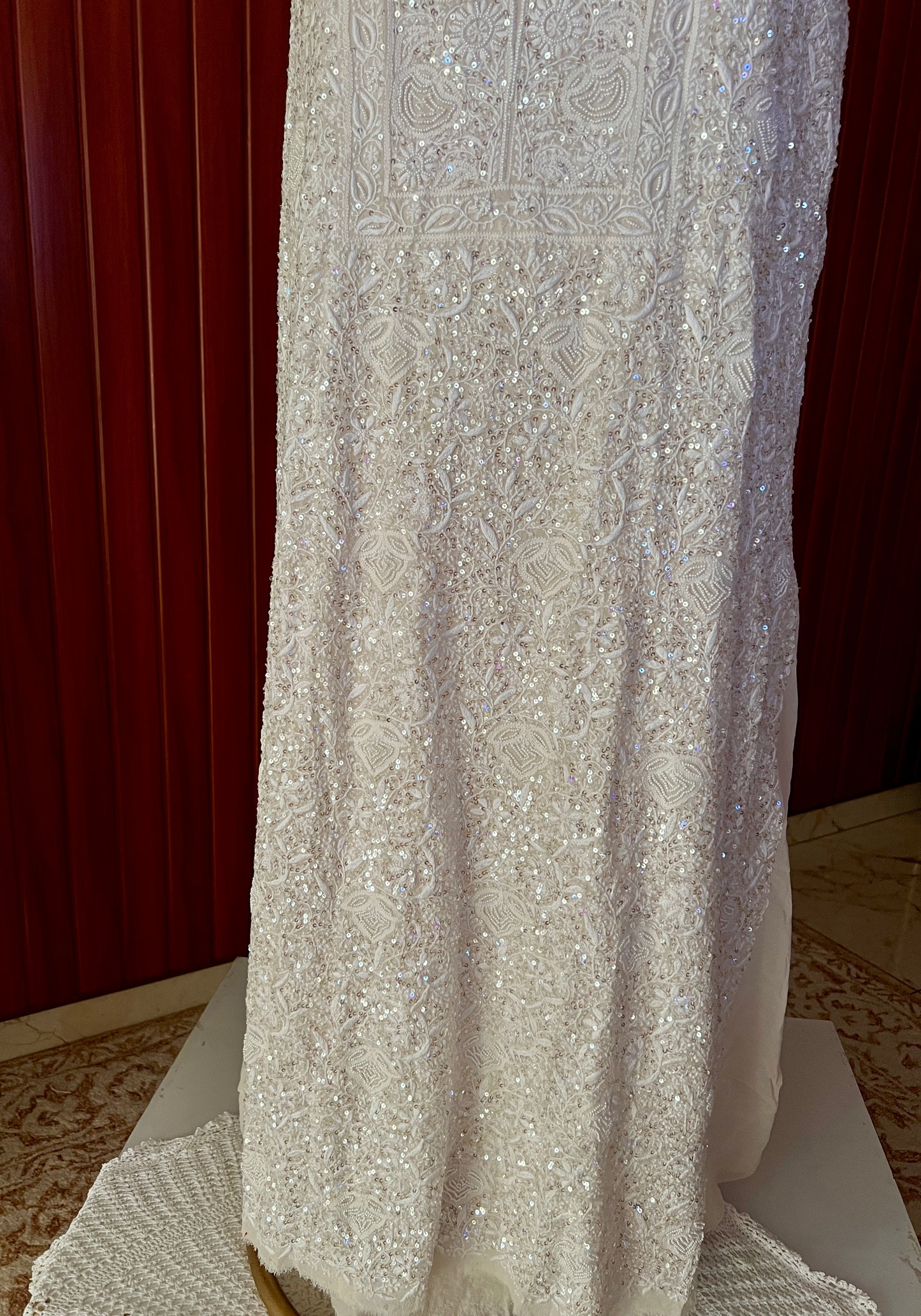 Suhaan Cream Chikankari pearl sequins work kurta and dupatta