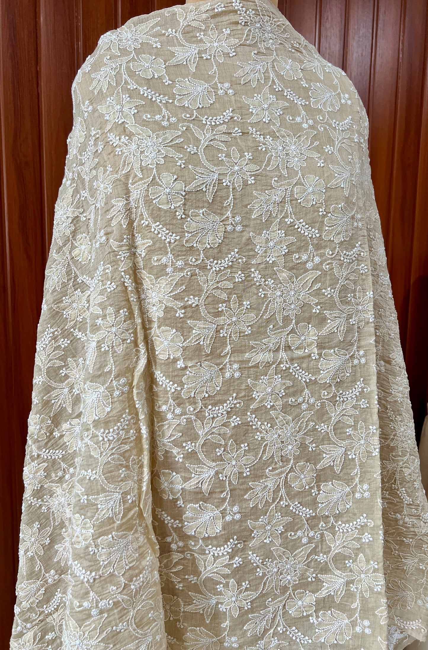Munga silk dupatta with fine Chikankari