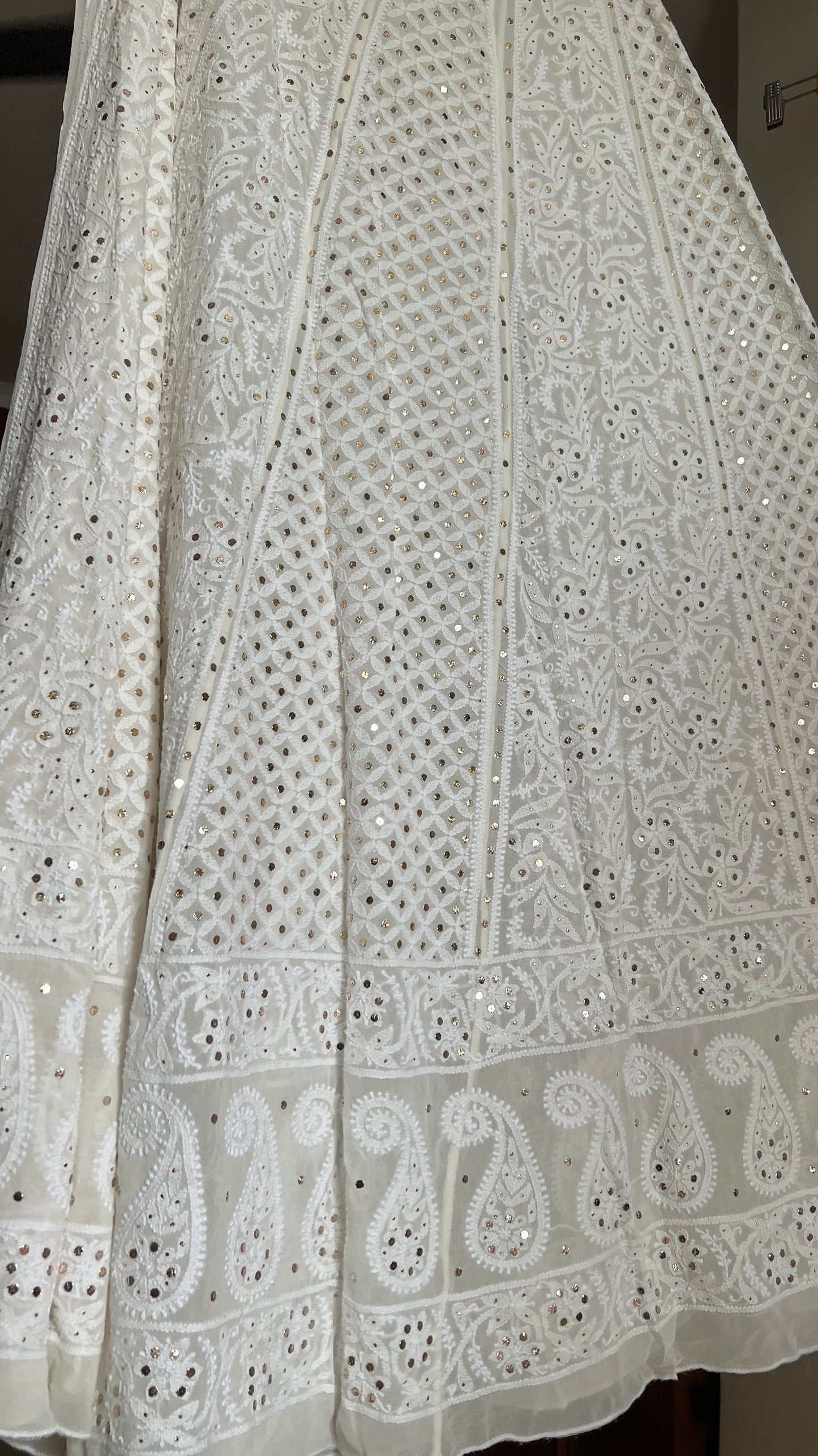 Lehenga Skirt allover Chikankari and mukaish
