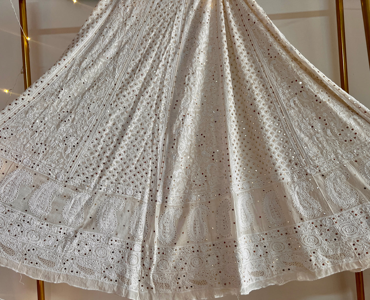 Ruhani Ivory allover Chikankari and mukaish lehenga skirt