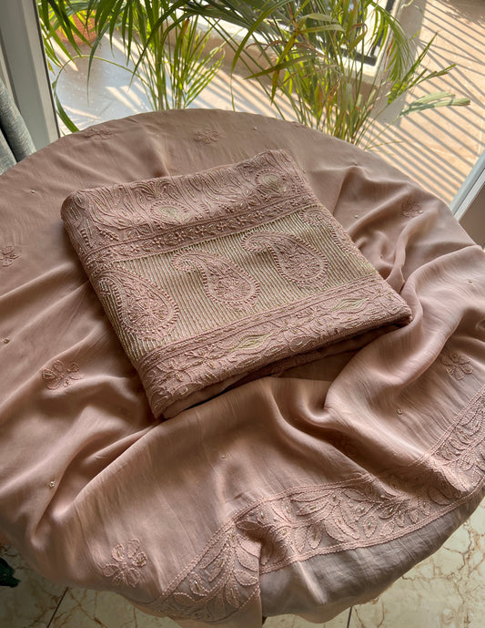 Chikankari golden Cut Dana and aari work Kurta and Dupatta