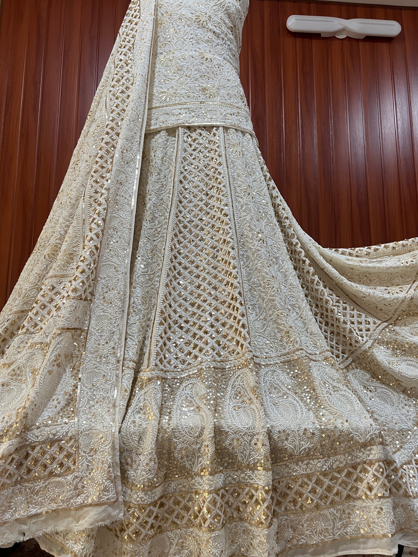 Ruhani Masterpiece Chikankari and Heavy Sequins Wedding Lehenga