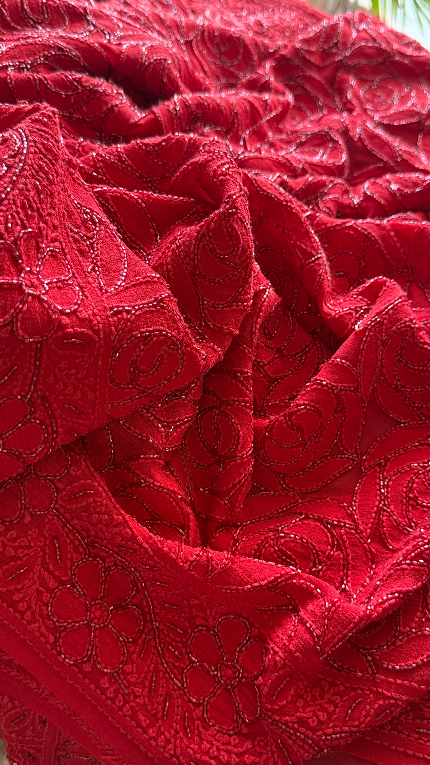 Surkh Laal Masterpiece Chikankari Cut Dana Sequins Saree