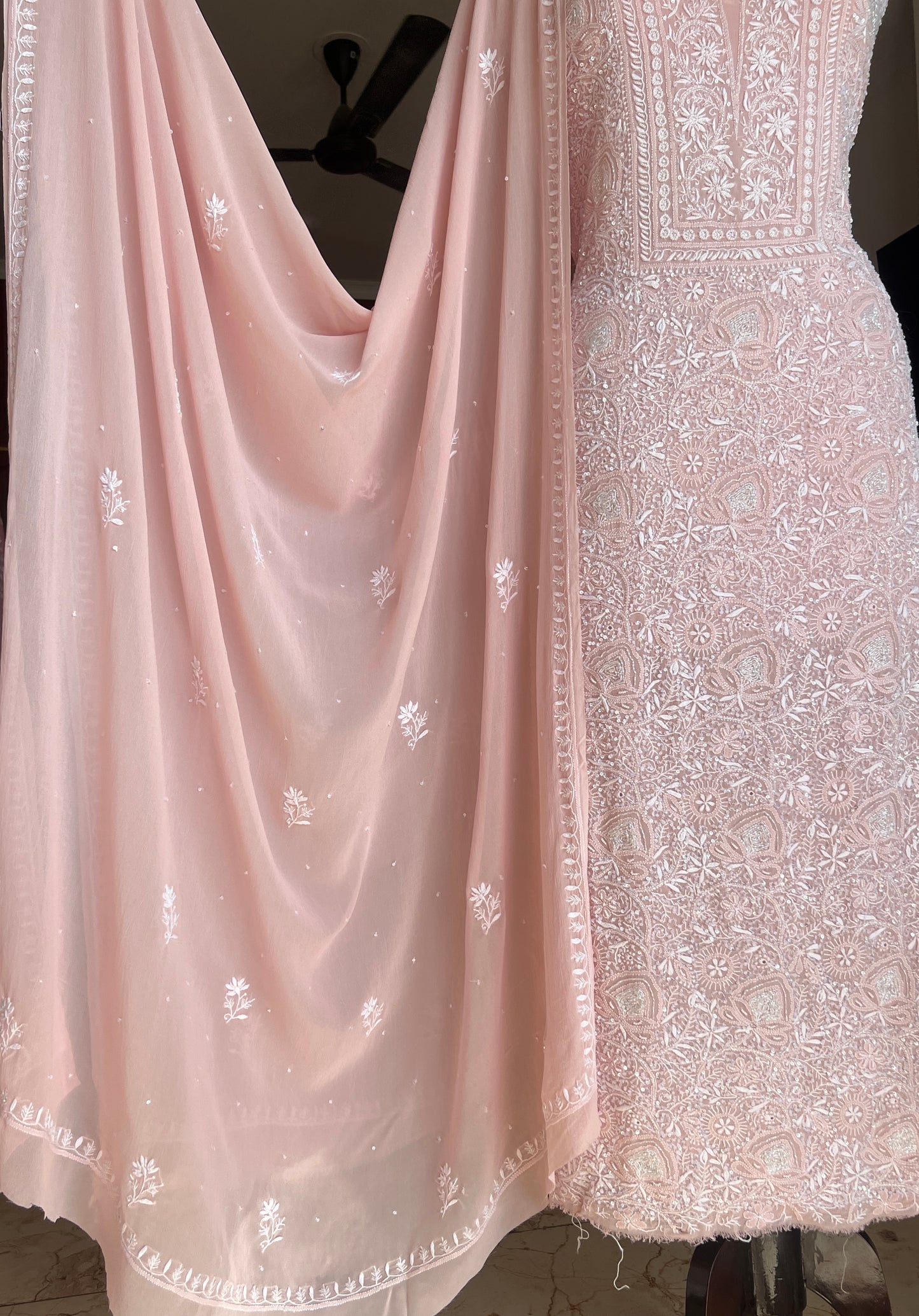 Suhaan Chikankari pearl sequins cut Dana kurta and dupatta