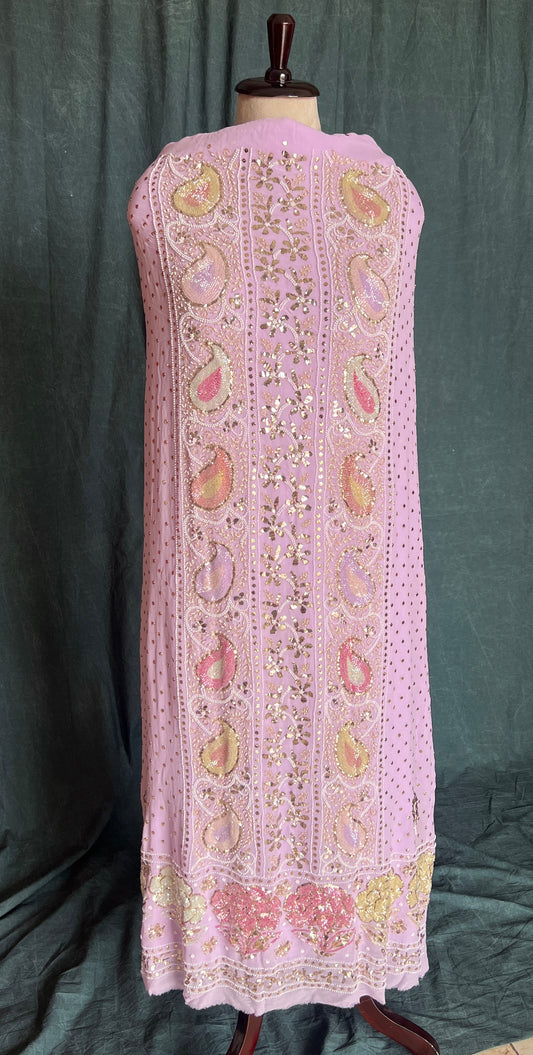 Ruhani Lavender Mukaish and Cut dana Embroidered Kurta & Dupatta Set