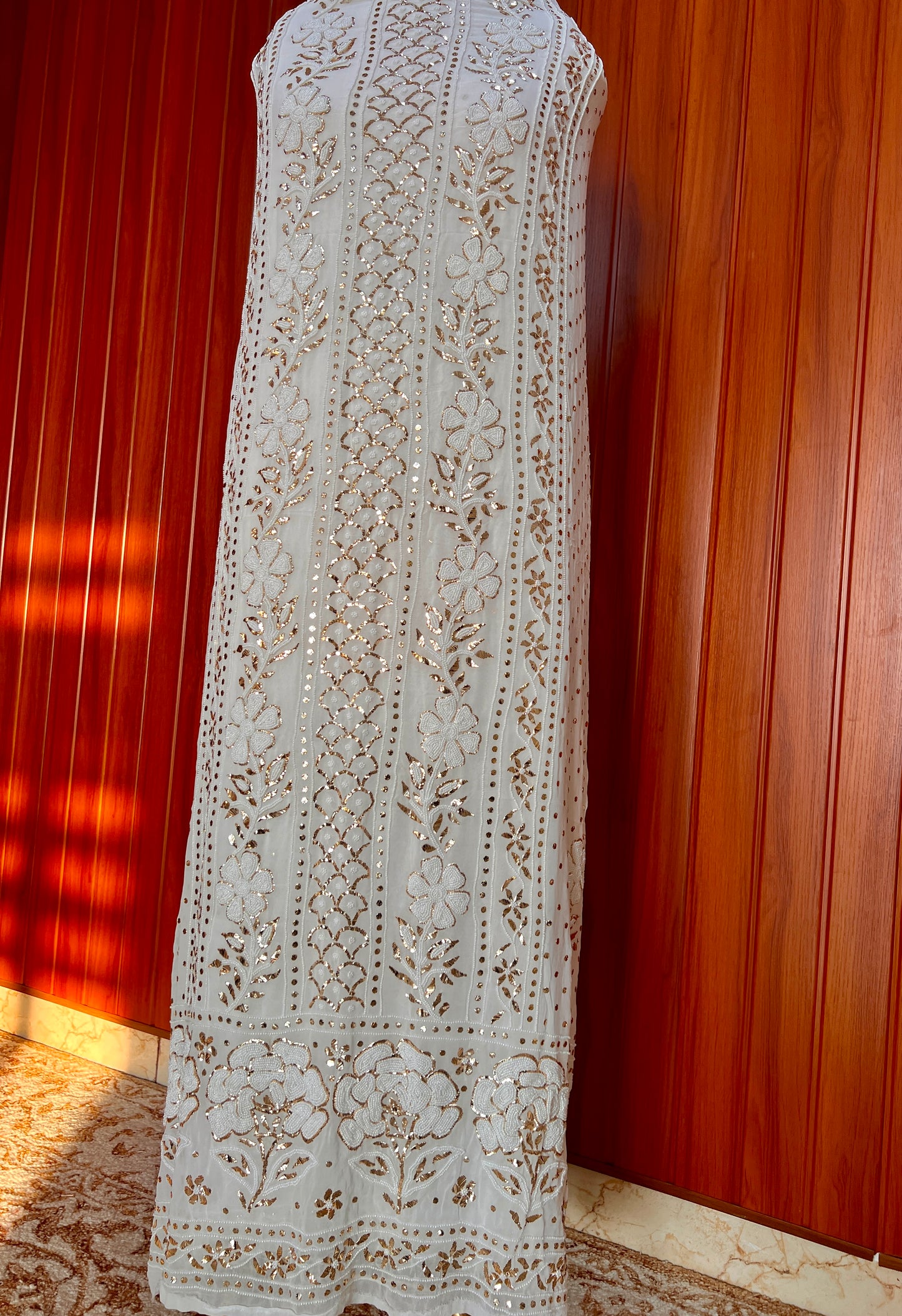 Ruhani White Badla and Pearl Embroidered Kurta & Dupatta Set