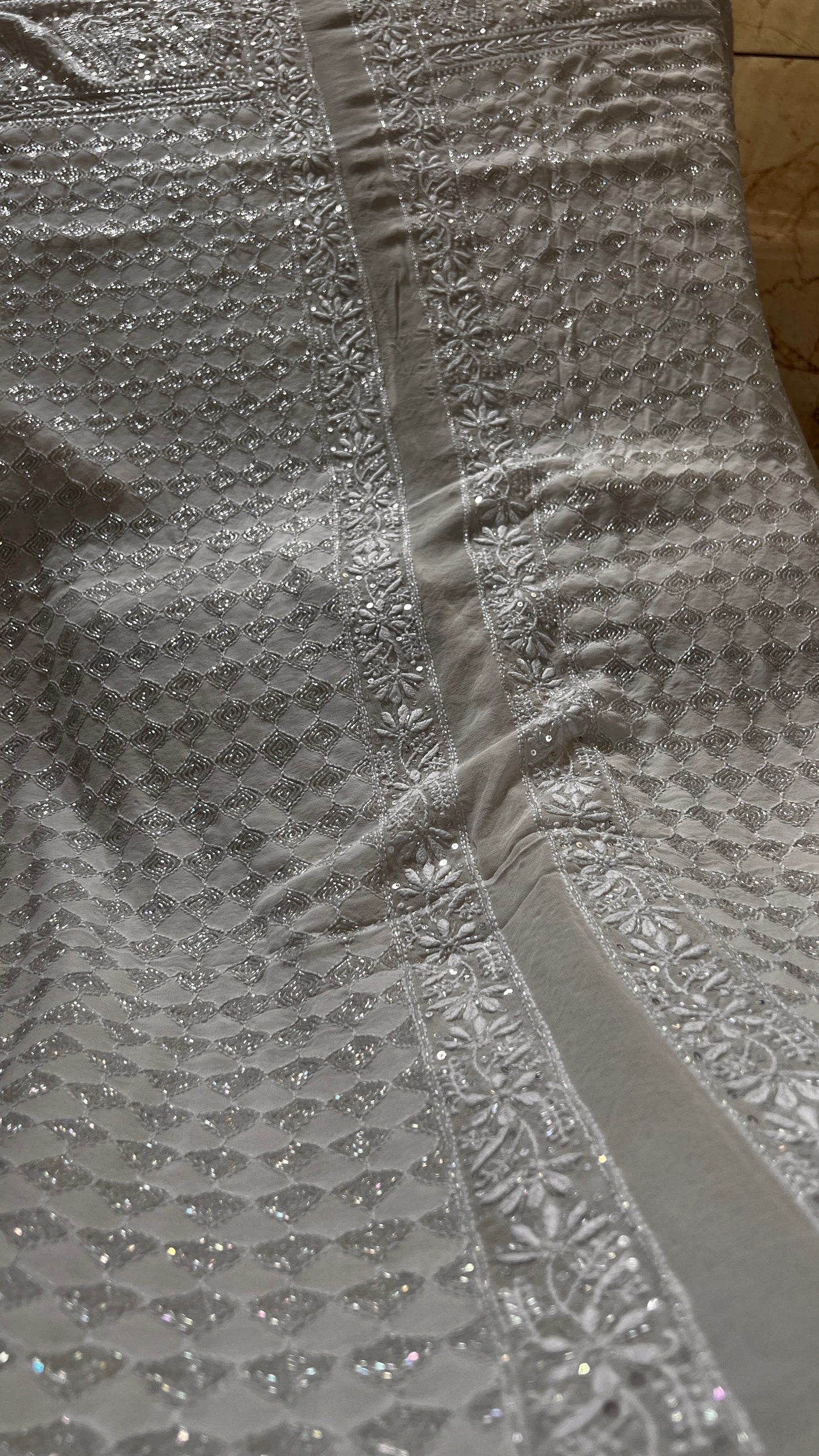Men’s Wedding sherwani pure georgette with Chikankari cut dana and sequins work