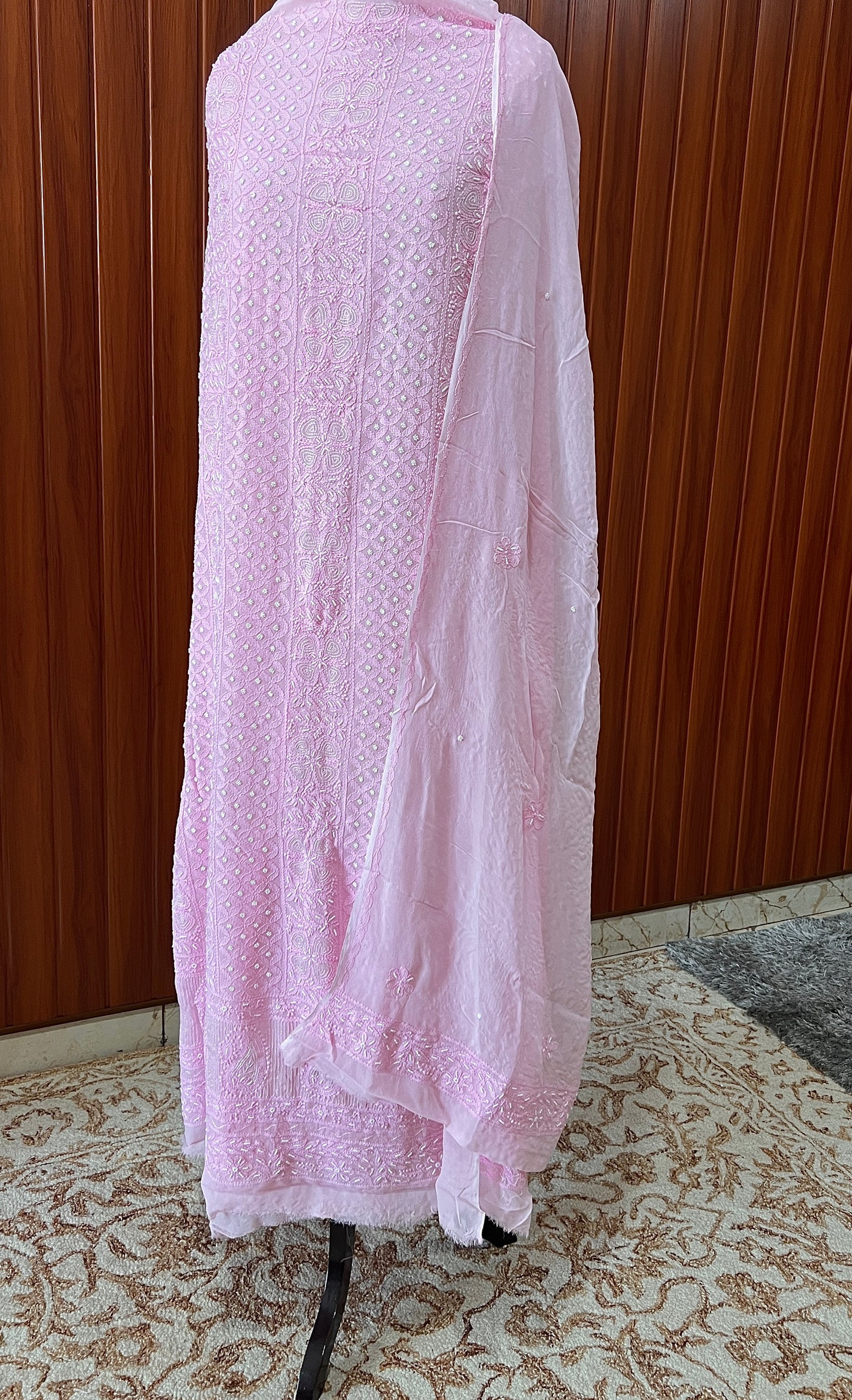 Rose Pink Chikankari Pearl work Full Suit