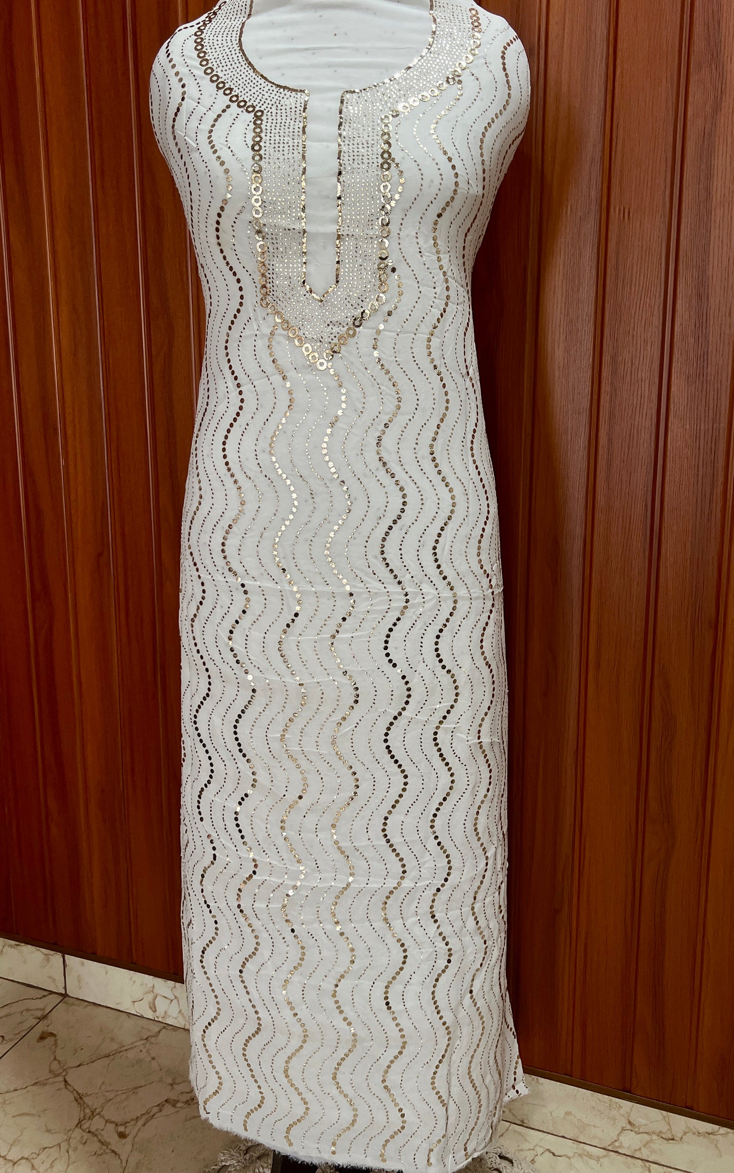 White heavy Mukaish Work Kurta and Dupatta Set