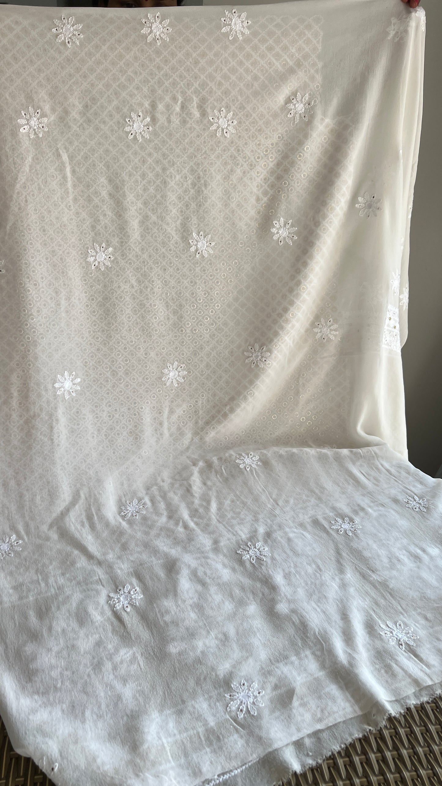 Ruhani Chikankari and heavy Ring Mukaish Kurta and Dupatta