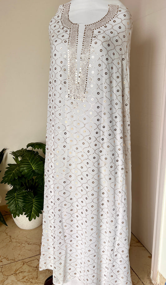 White heavy Mukaish Work Kurta and Dupatta Set