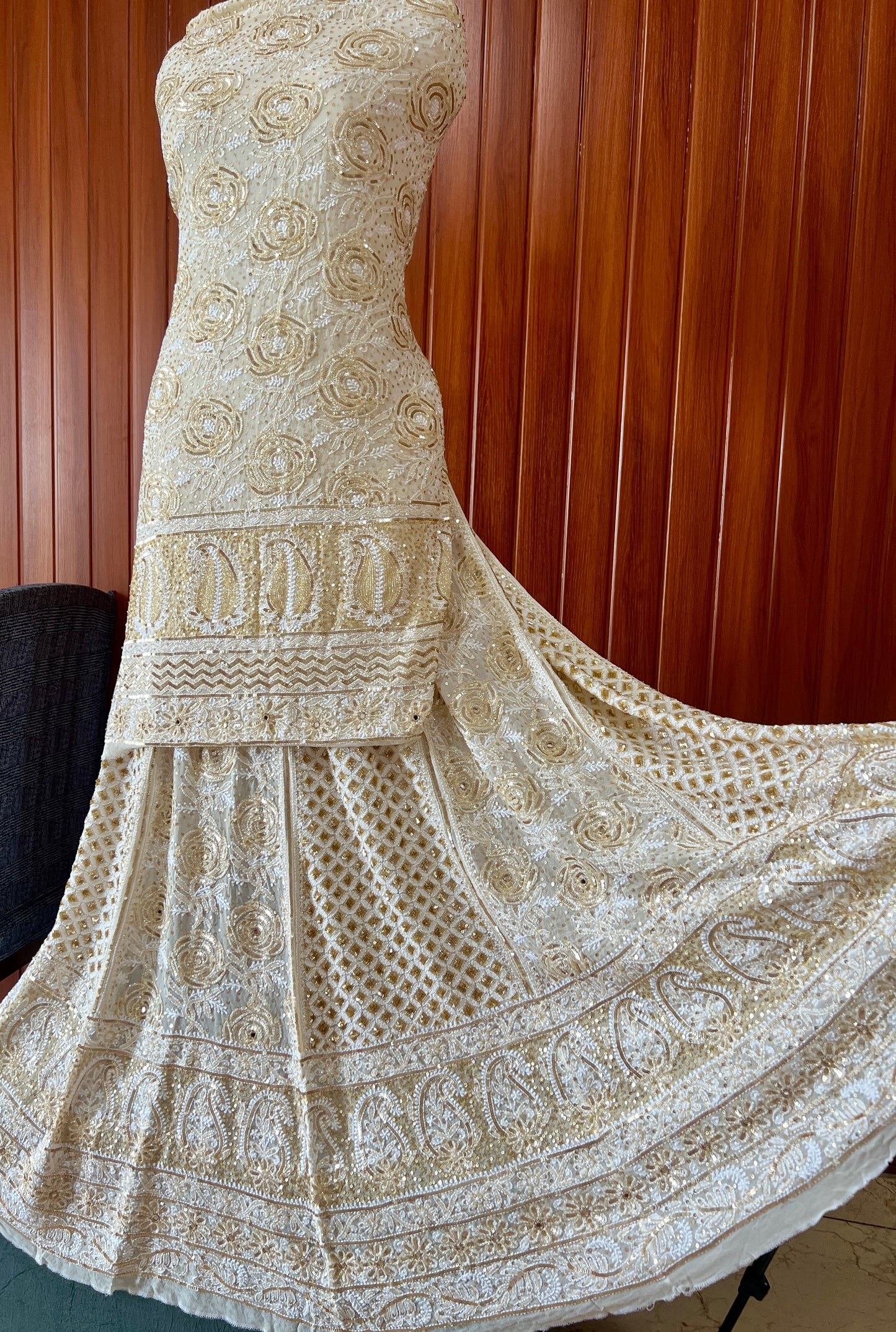 Masterpiece Gulaab Chikankari Sequins Wedding Lehenga
